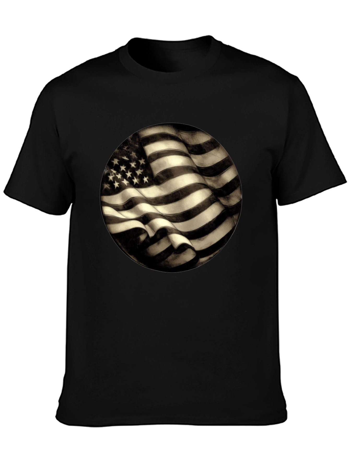 American Flag Graphic Mens Black T-Shirt