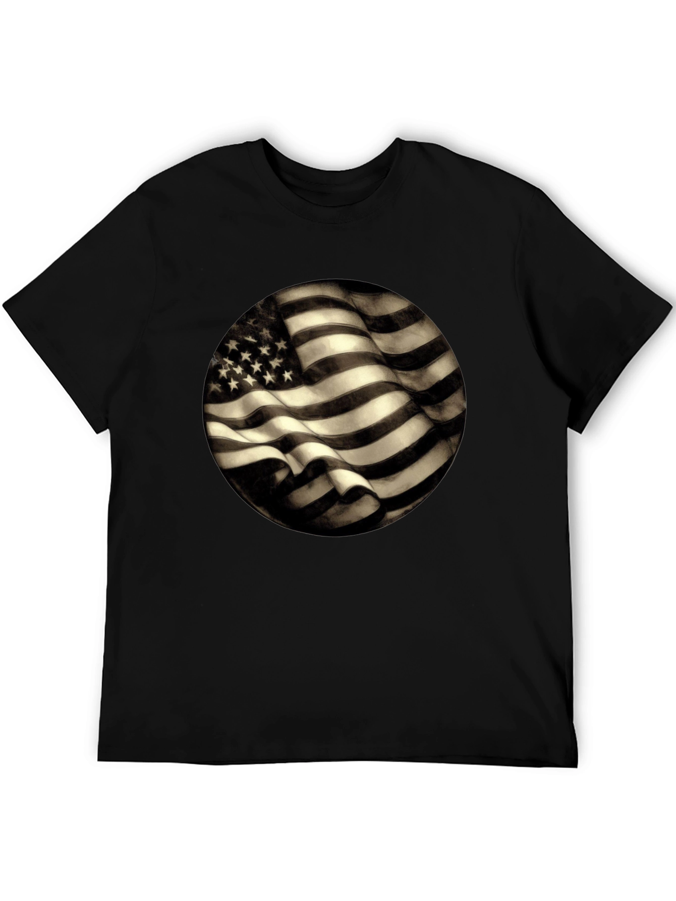 American Flag Graphic Mens Black T-Shirt