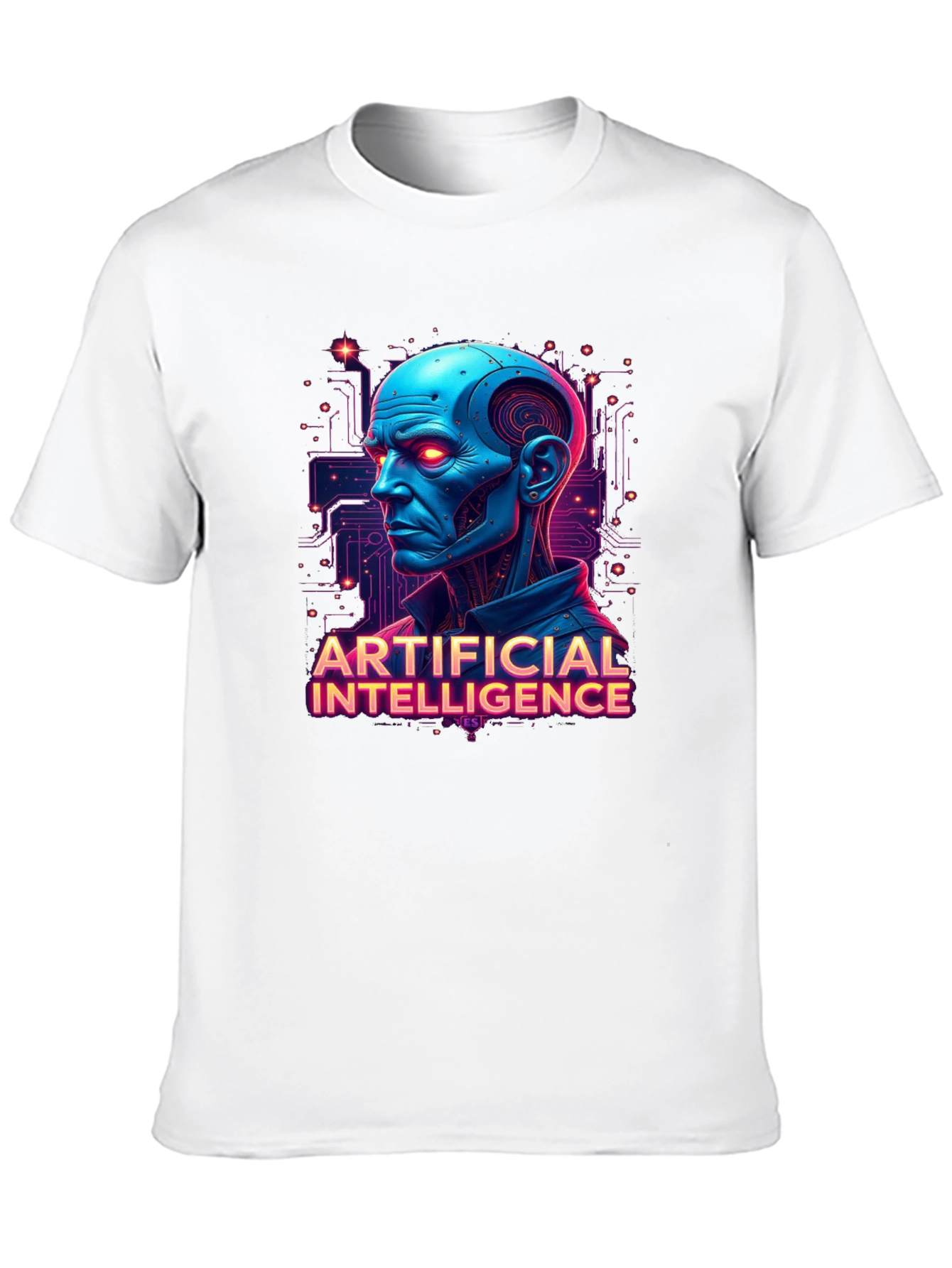 AI Robot Head Graphic Tee - Black T-Shirt