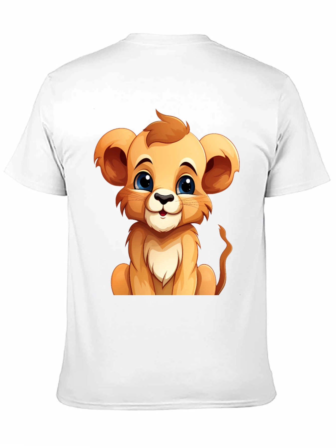 Cute Lion Cub Graphic Tee - Black Cotton T-Shirt