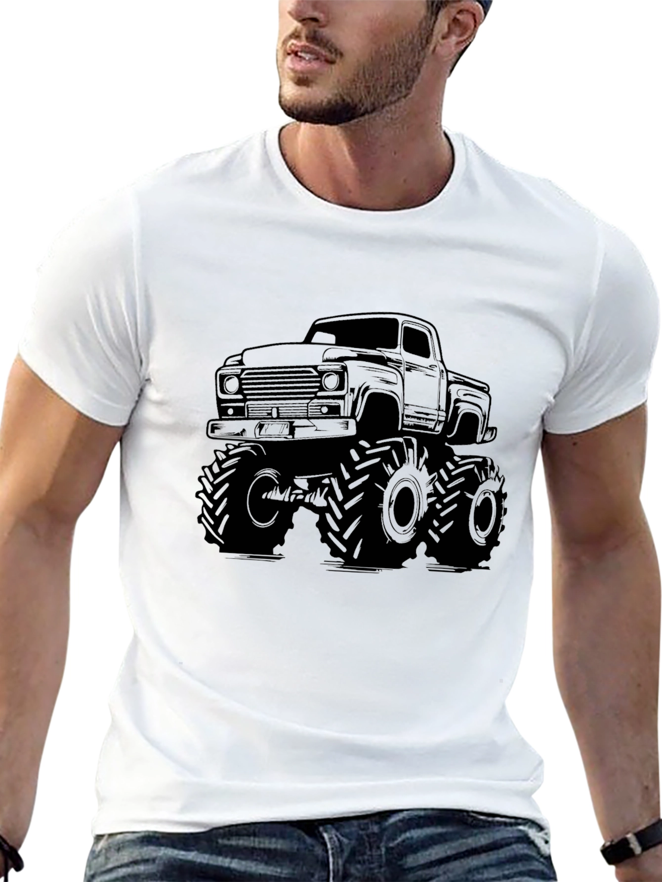 Monster Truck Graphic Tee - Black Cotton T-Shirt