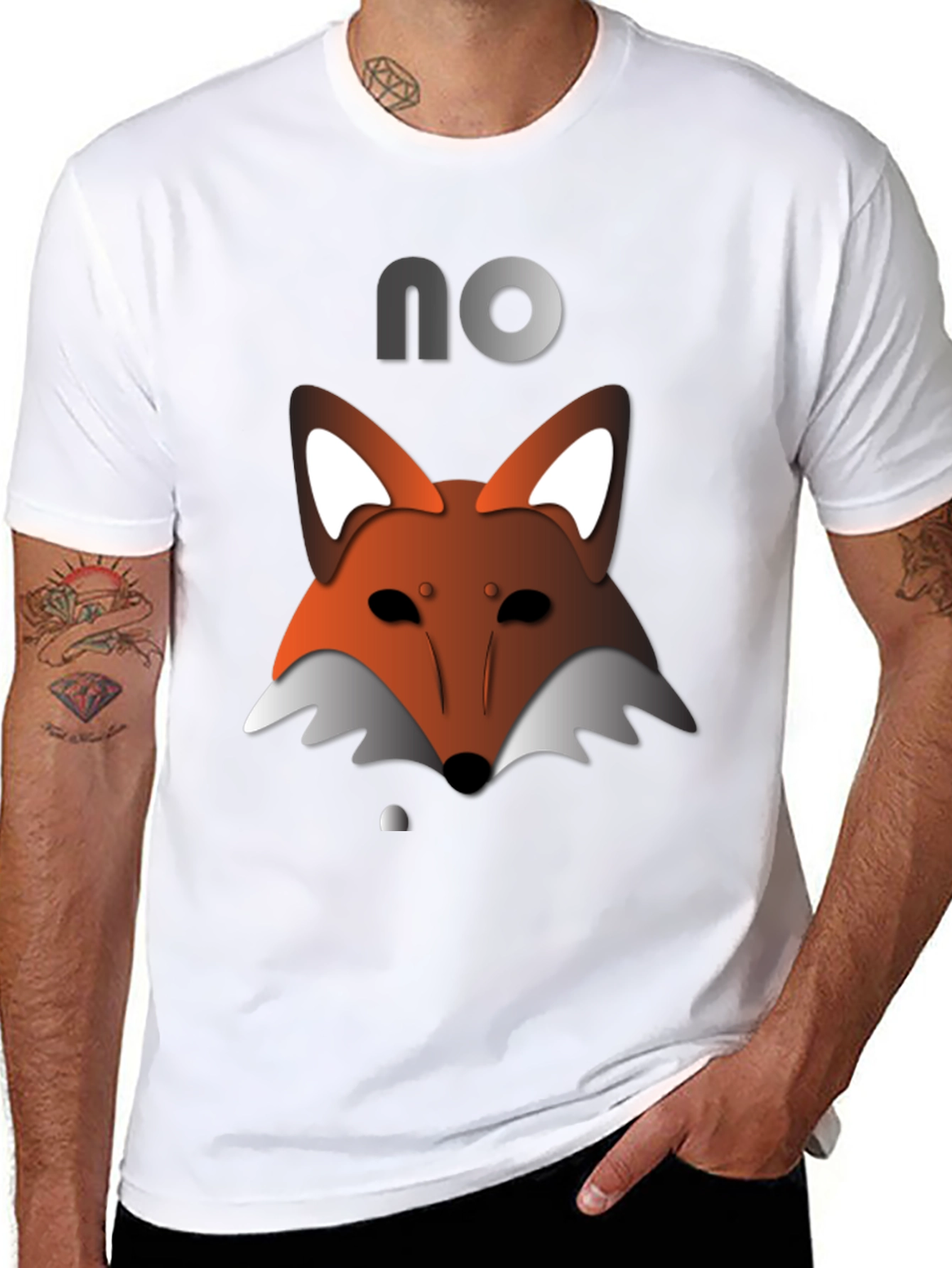 Mens Black T-Shirt with Fox Graphic & NO