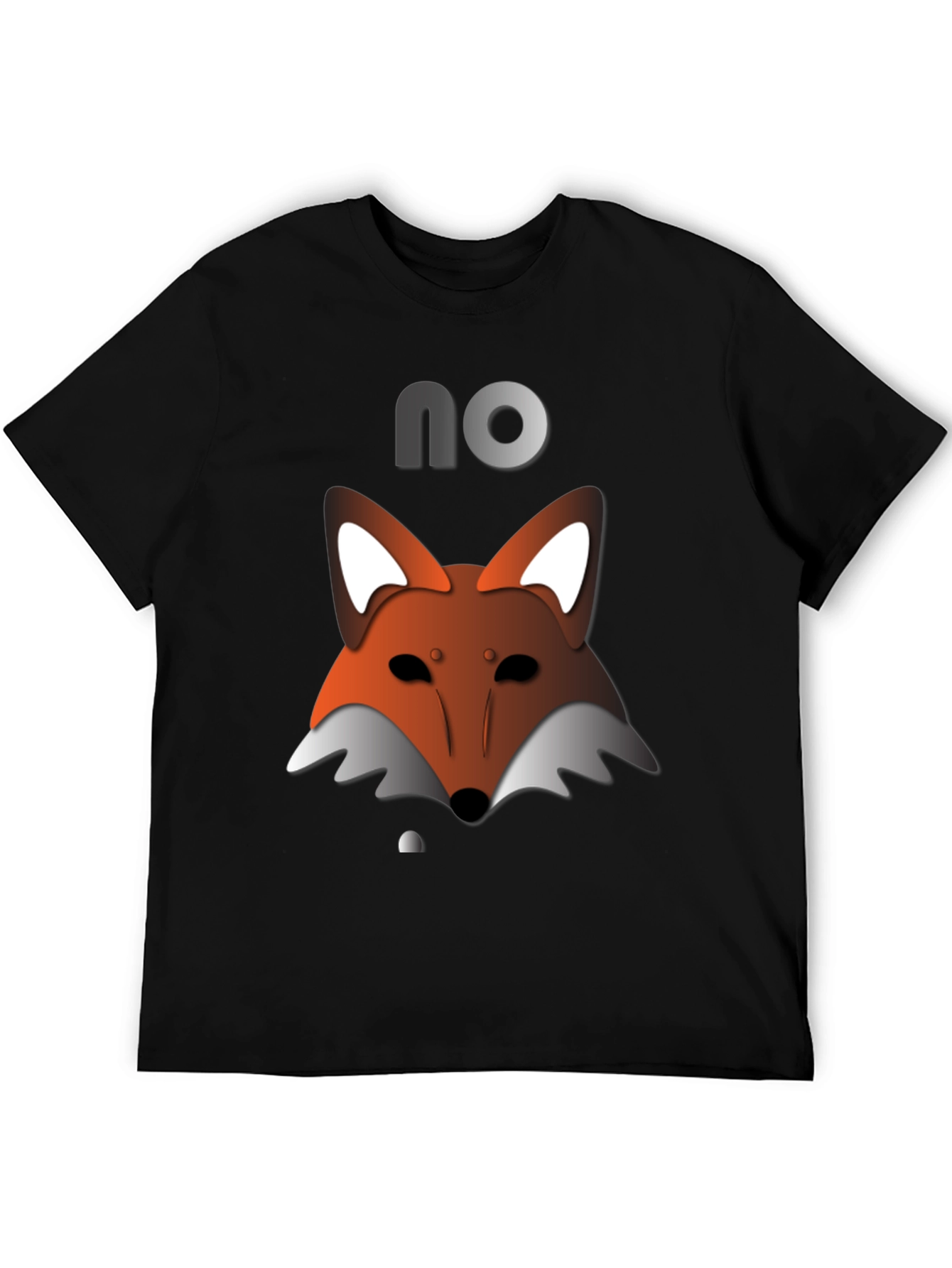 Mens Black T-Shirt with Fox Graphic & NO