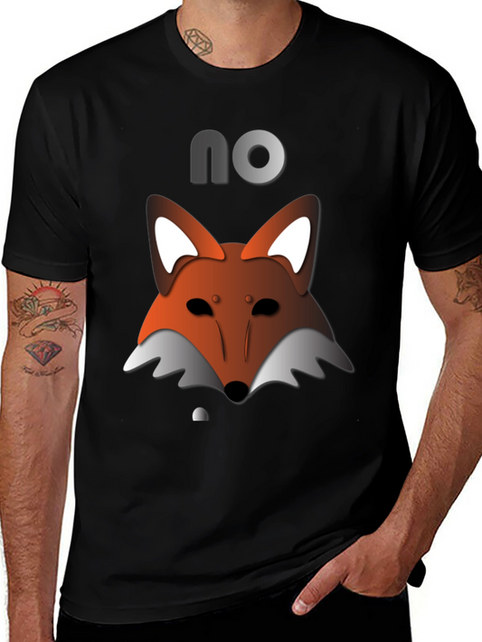Mens Black T-Shirt with Fox Graphic & NO