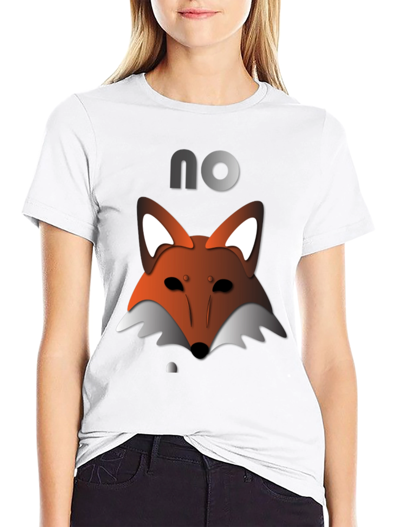 Mens Black T-Shirt with Fox Graphic & NO