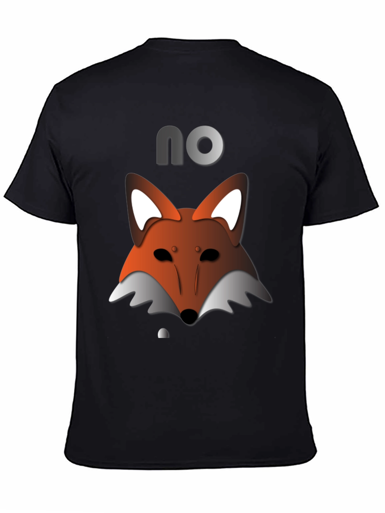 Mens Black T-Shirt with Fox Graphic & NO