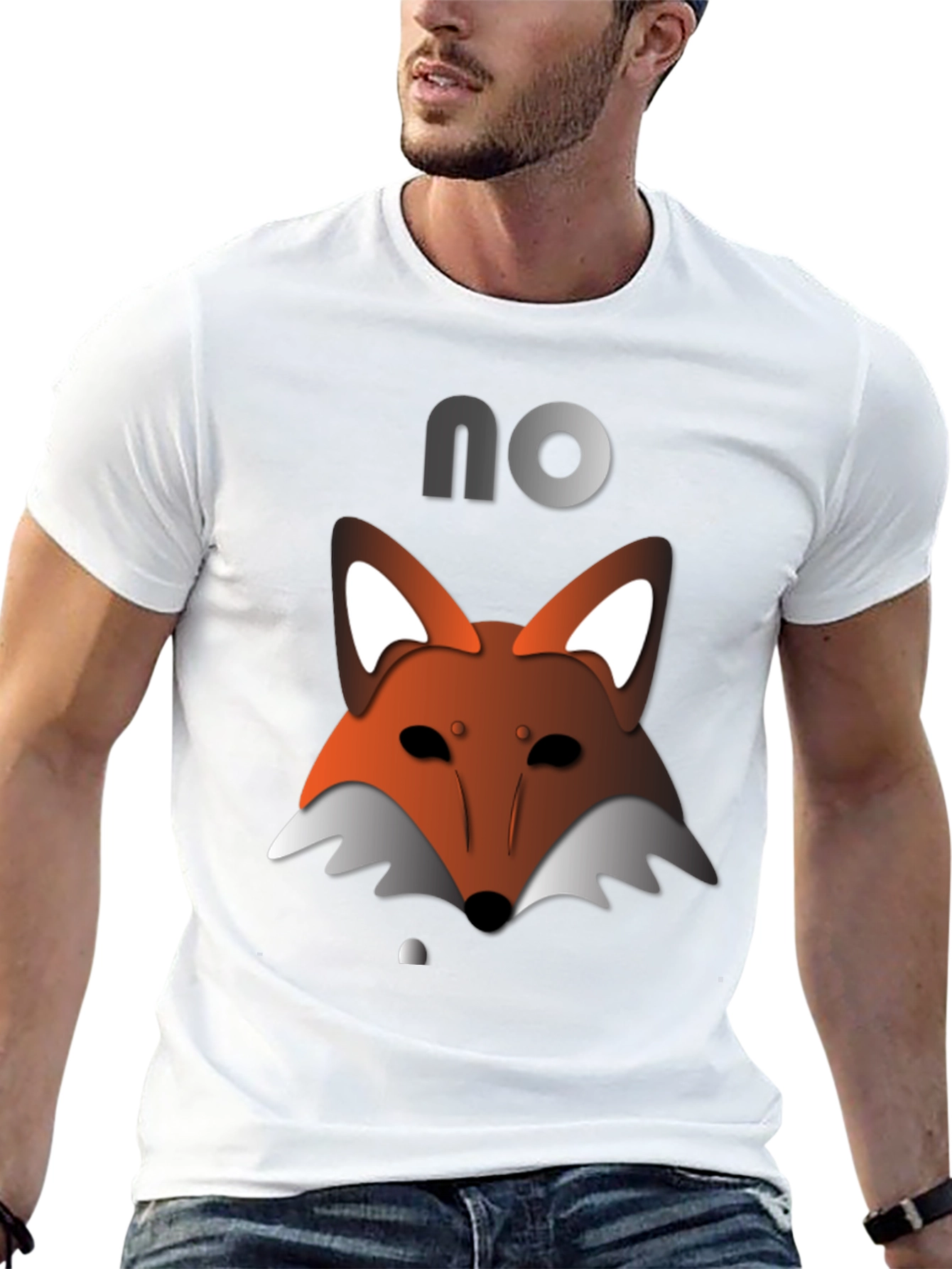 Mens Black T-Shirt with Fox Graphic & NO