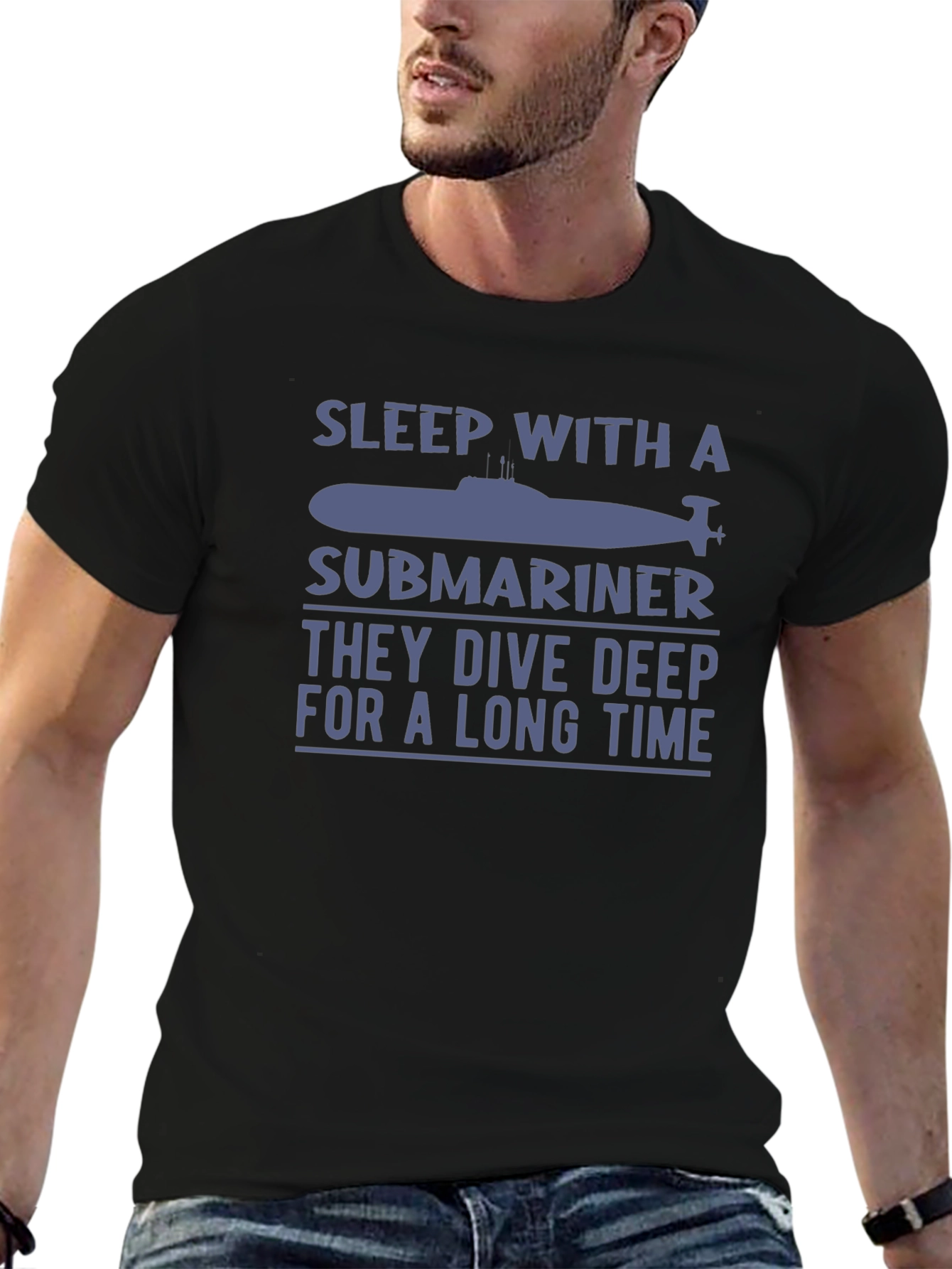 Sleep With A Submariner Black Graphic T-Shirt