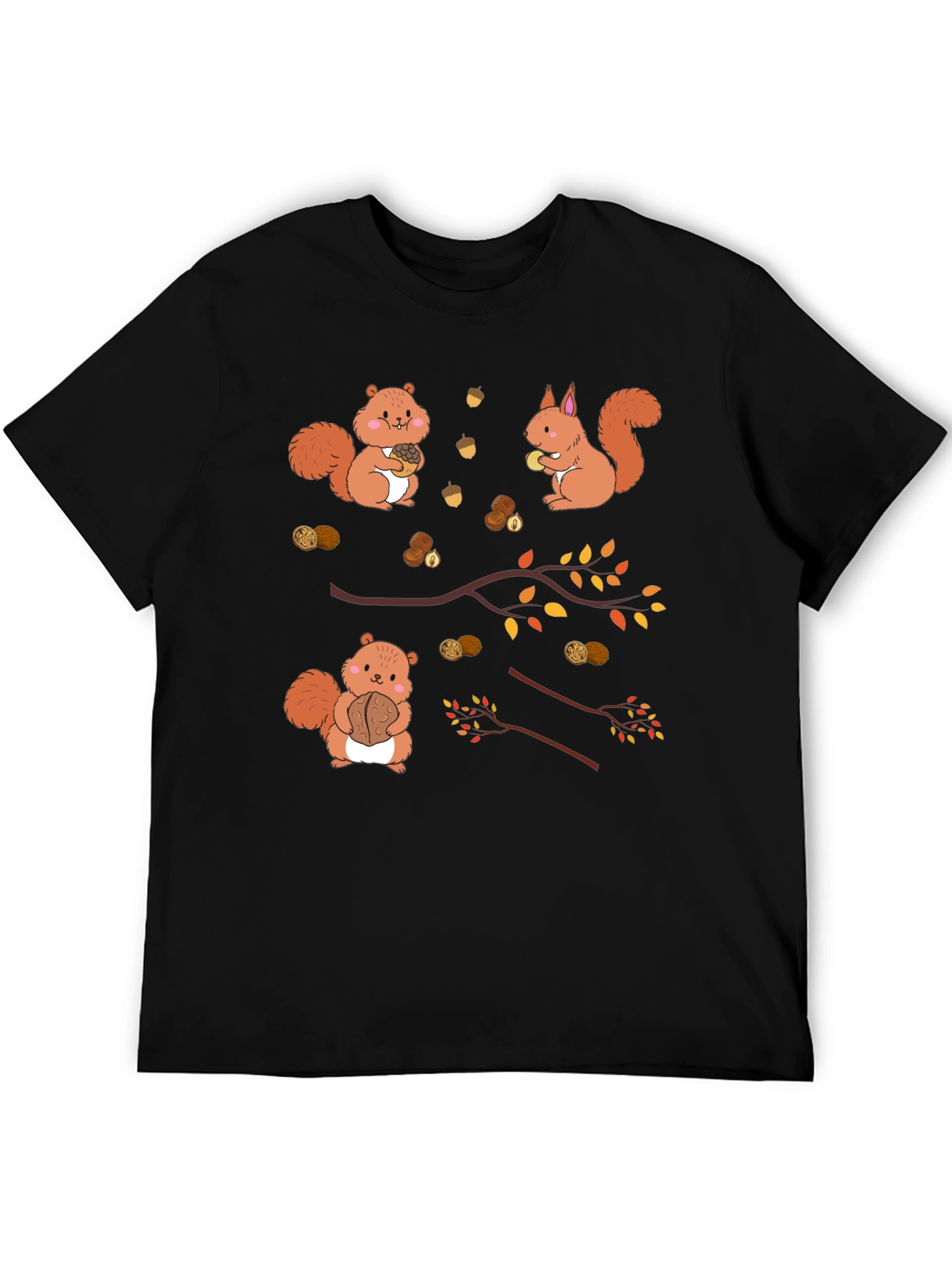 Squirrels & Nuts Graphic Tee - Unisex Black T-Shirt
