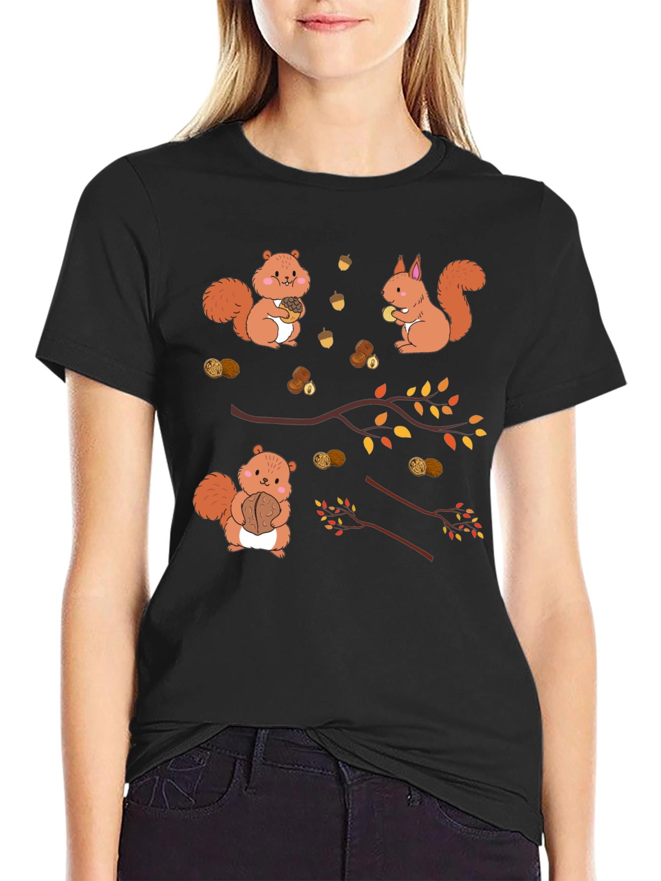 Squirrels & Nuts Graphic Tee - Unisex Black T-Shirt