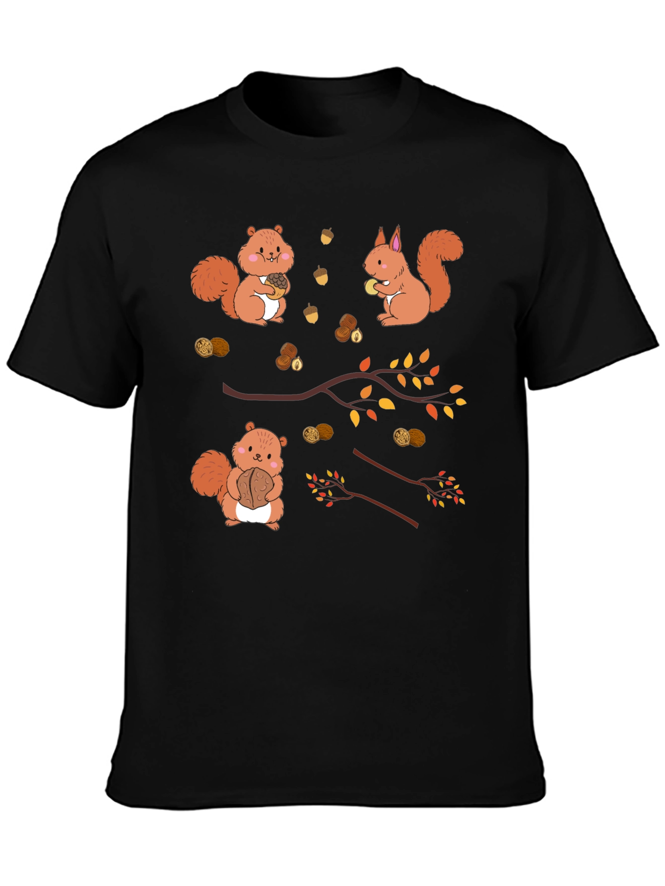 Squirrels & Nuts Graphic Tee - Unisex Black T-Shirt