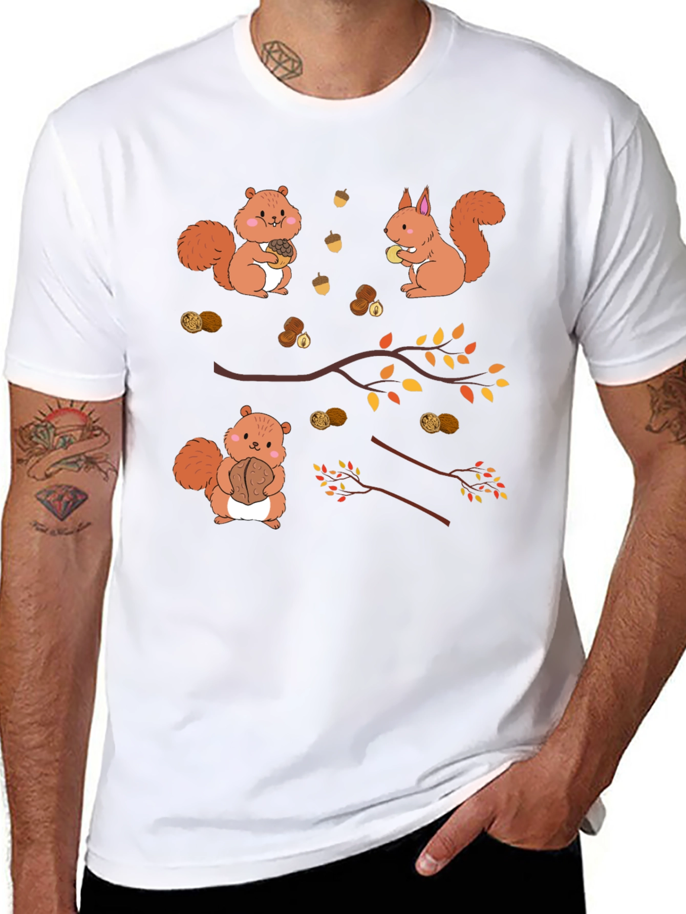 Squirrels & Nuts Graphic Tee - Unisex Black T-Shirt