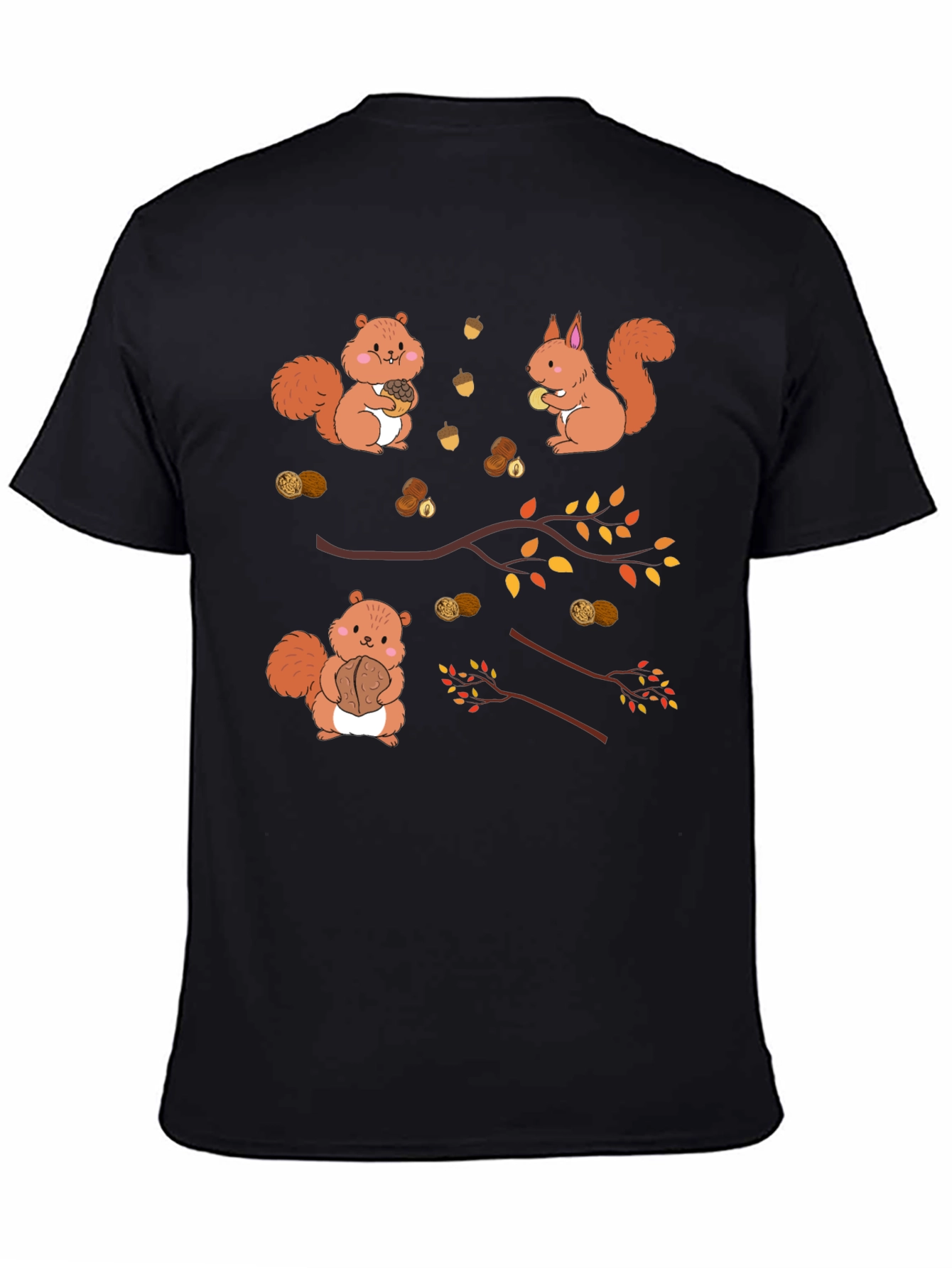 Squirrels & Nuts Graphic Tee - Unisex Black T-Shirt