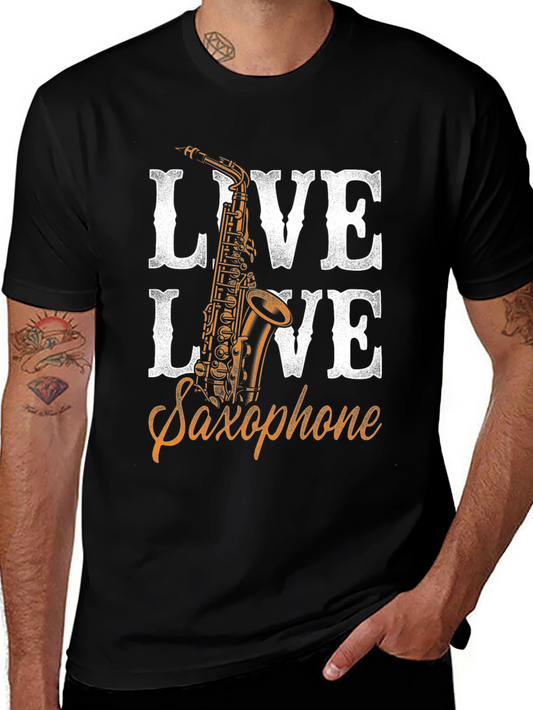 Live Saxophone T-Shirt - Black Graphic Tee
