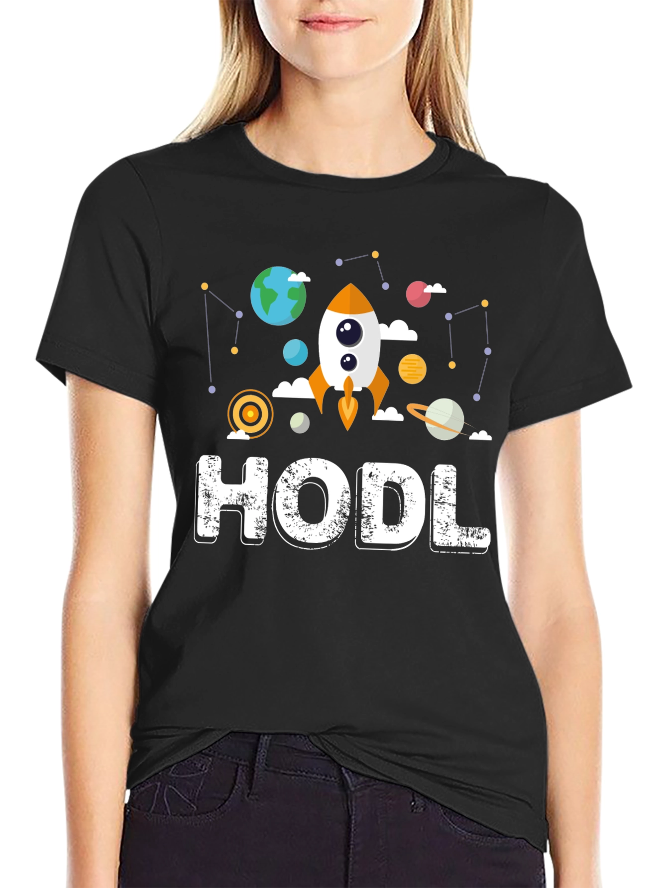 HODL Crypto Space Graphic T-Shirt
