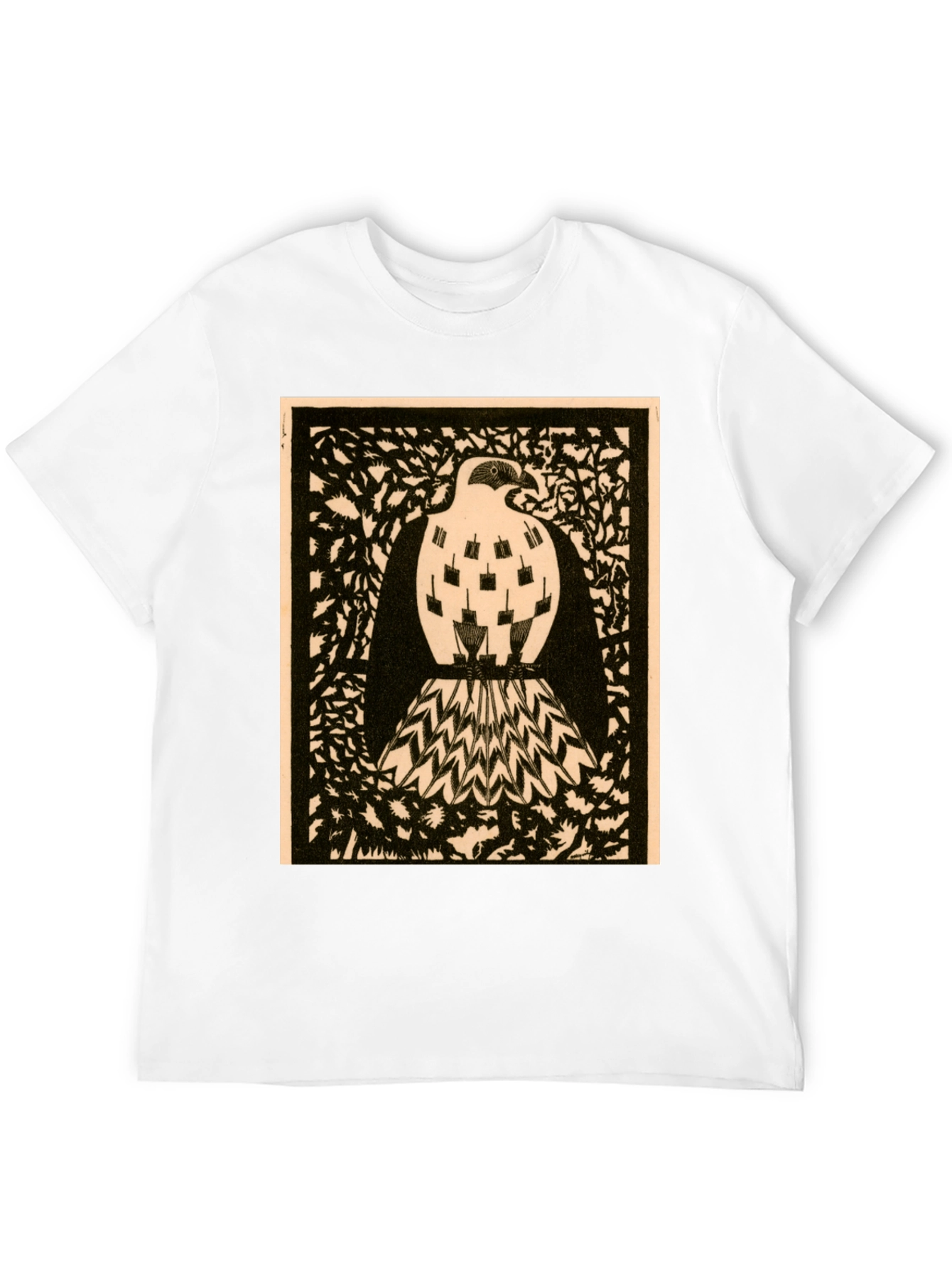 Abstract Bird Graphic Print Black Tee