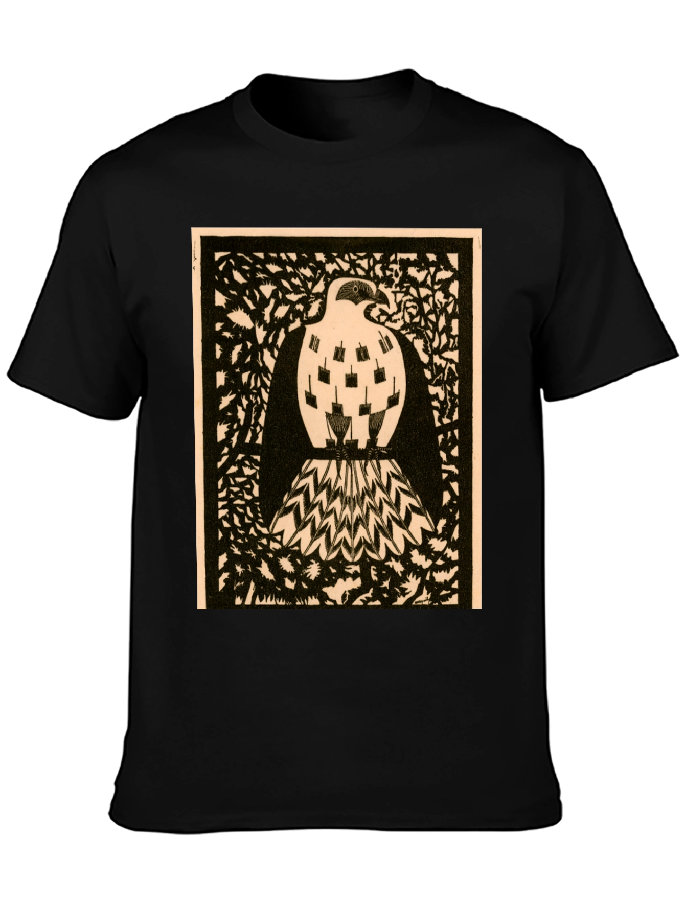 Abstract Bird Graphic Print Black Tee