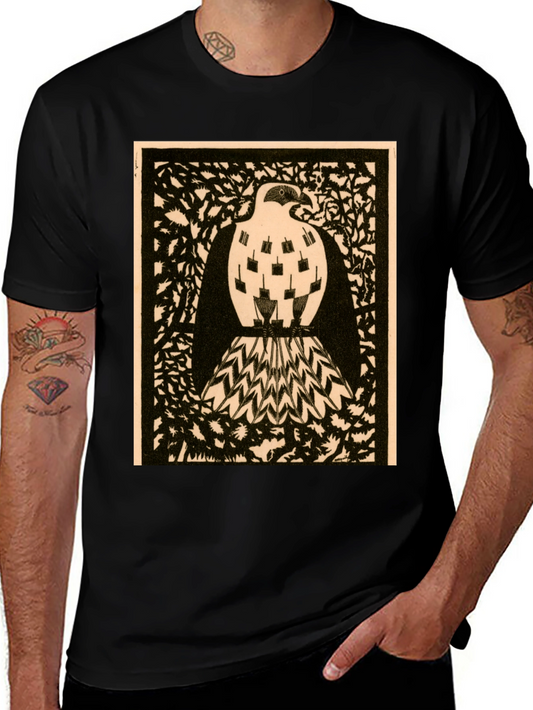 Abstract Bird Graphic Print Black Tee