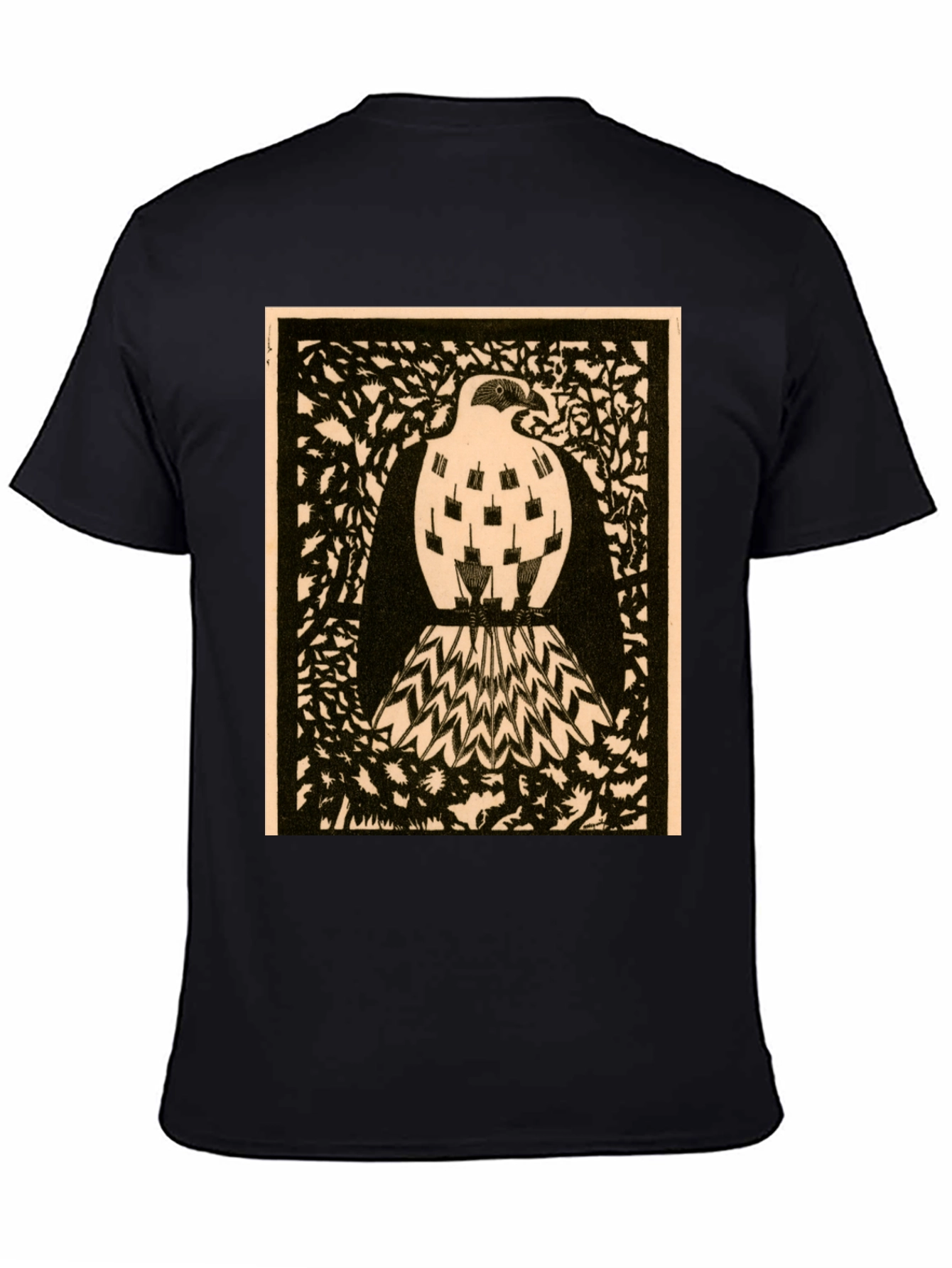 Abstract Bird Graphic Print Black Tee