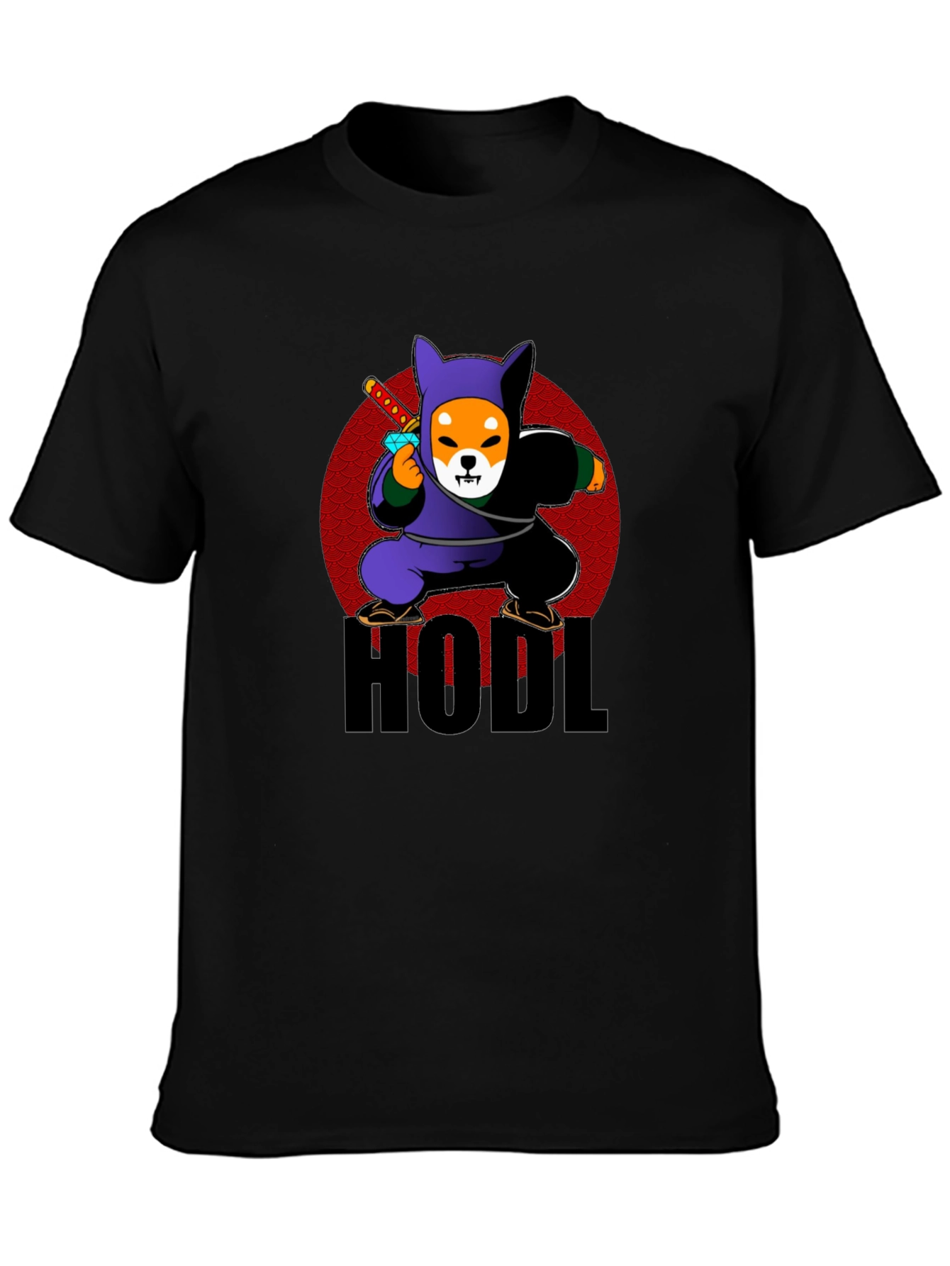HODL Crypto Shiba Inu Ninja Black T-Shirt