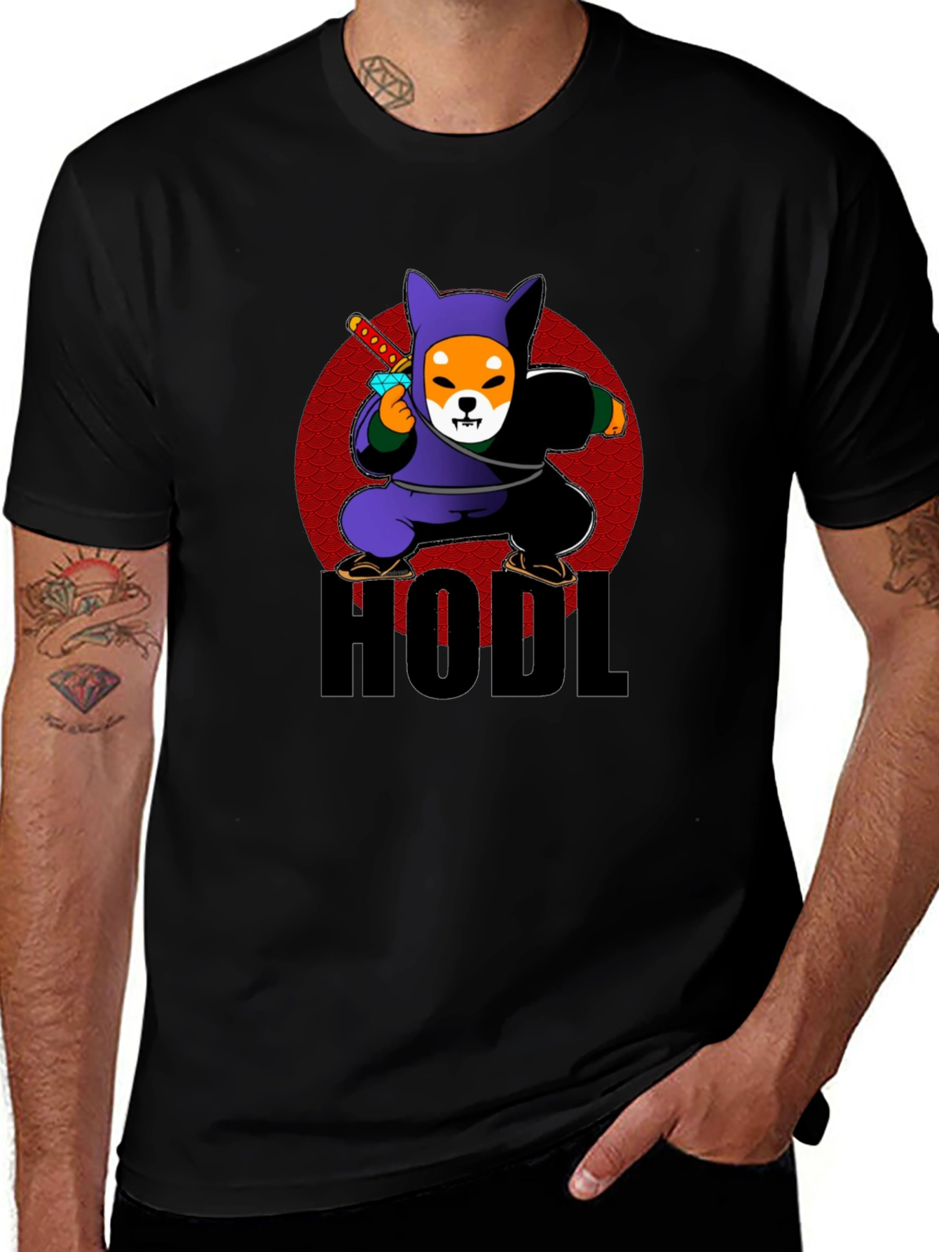 HODL Crypto Shiba Inu Ninja Black T-Shirt