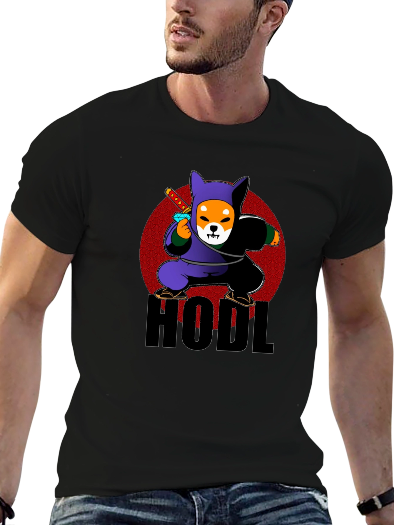 HODL Crypto Shiba Inu Ninja Black T-Shirt