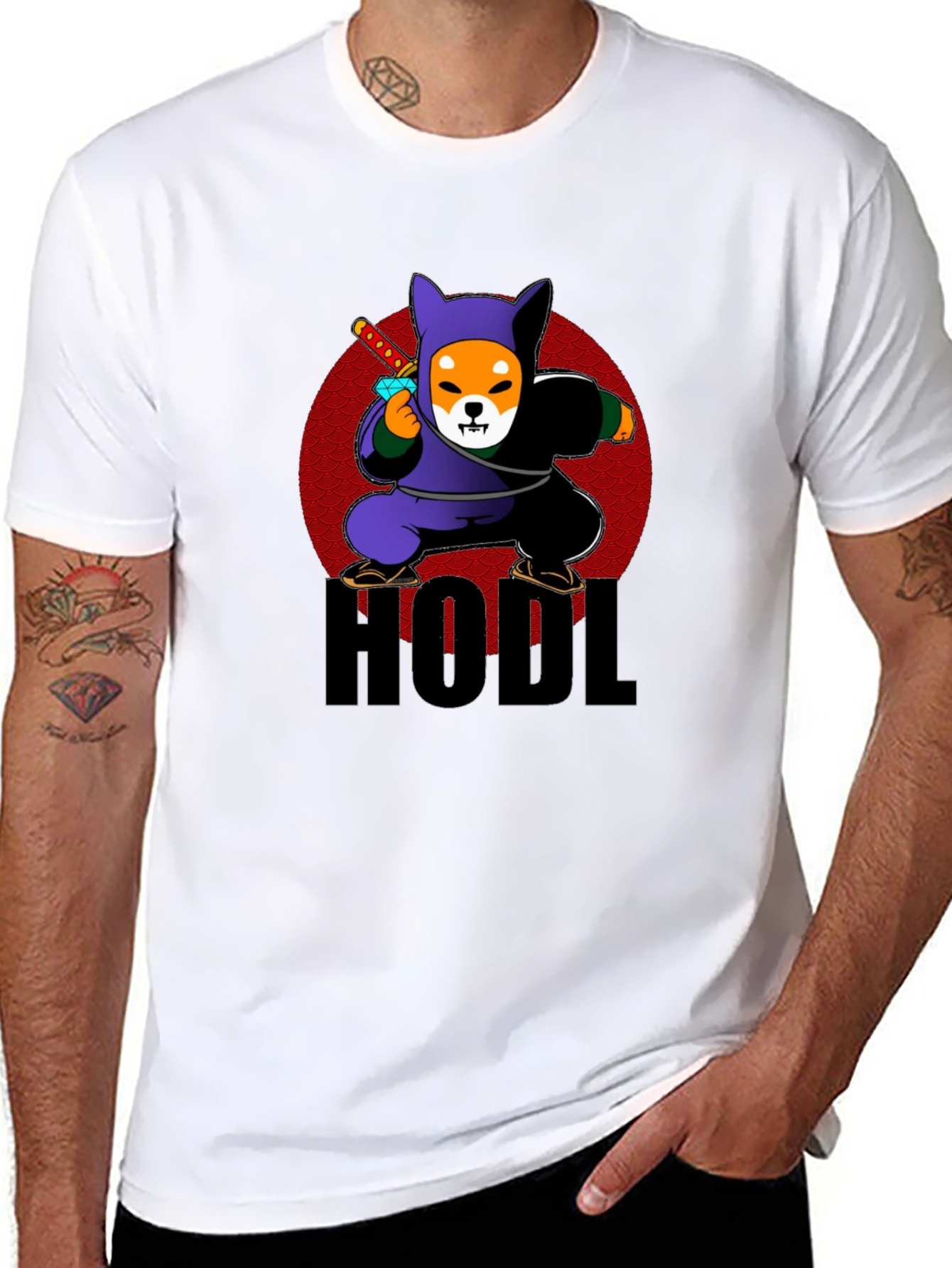 HODL Crypto Shiba Inu Ninja Black T-Shirt