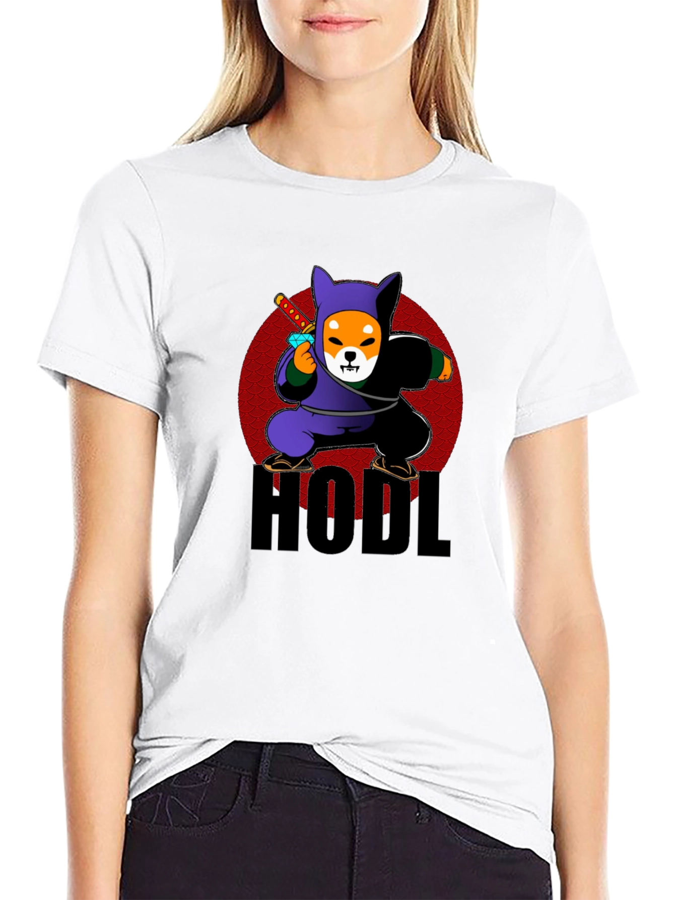 HODL Crypto Shiba Inu Ninja Black T-Shirt