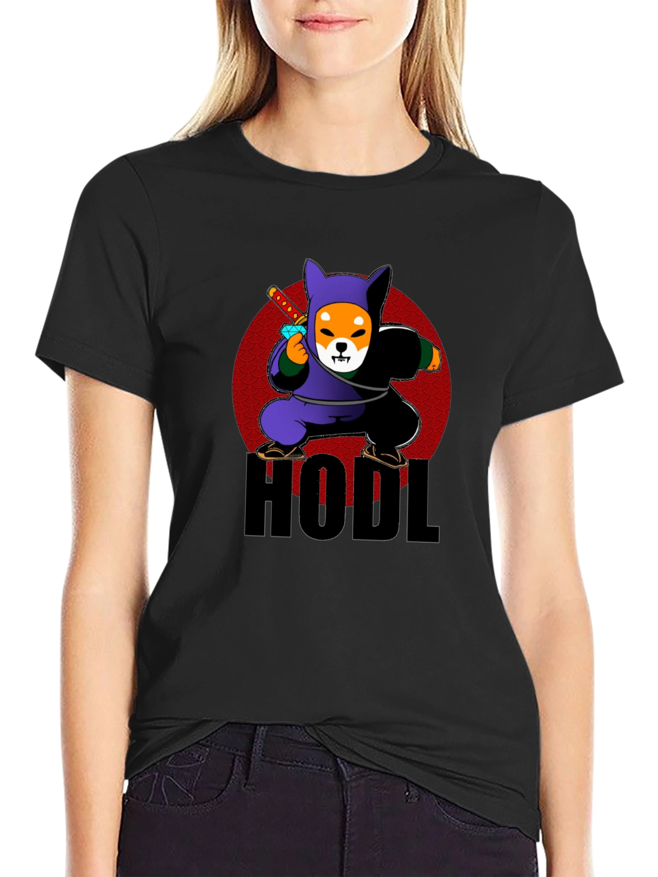 HODL Crypto Shiba Inu Ninja Black T-Shirt