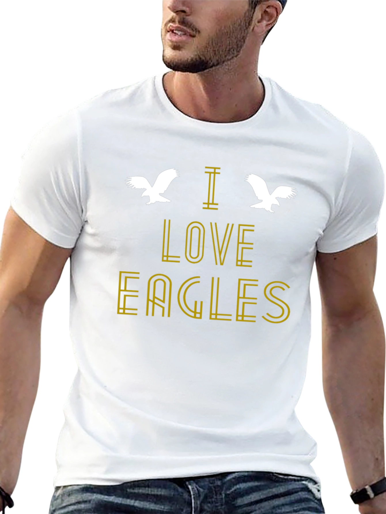 I Love Eagles Graphic T-Shirt - Black