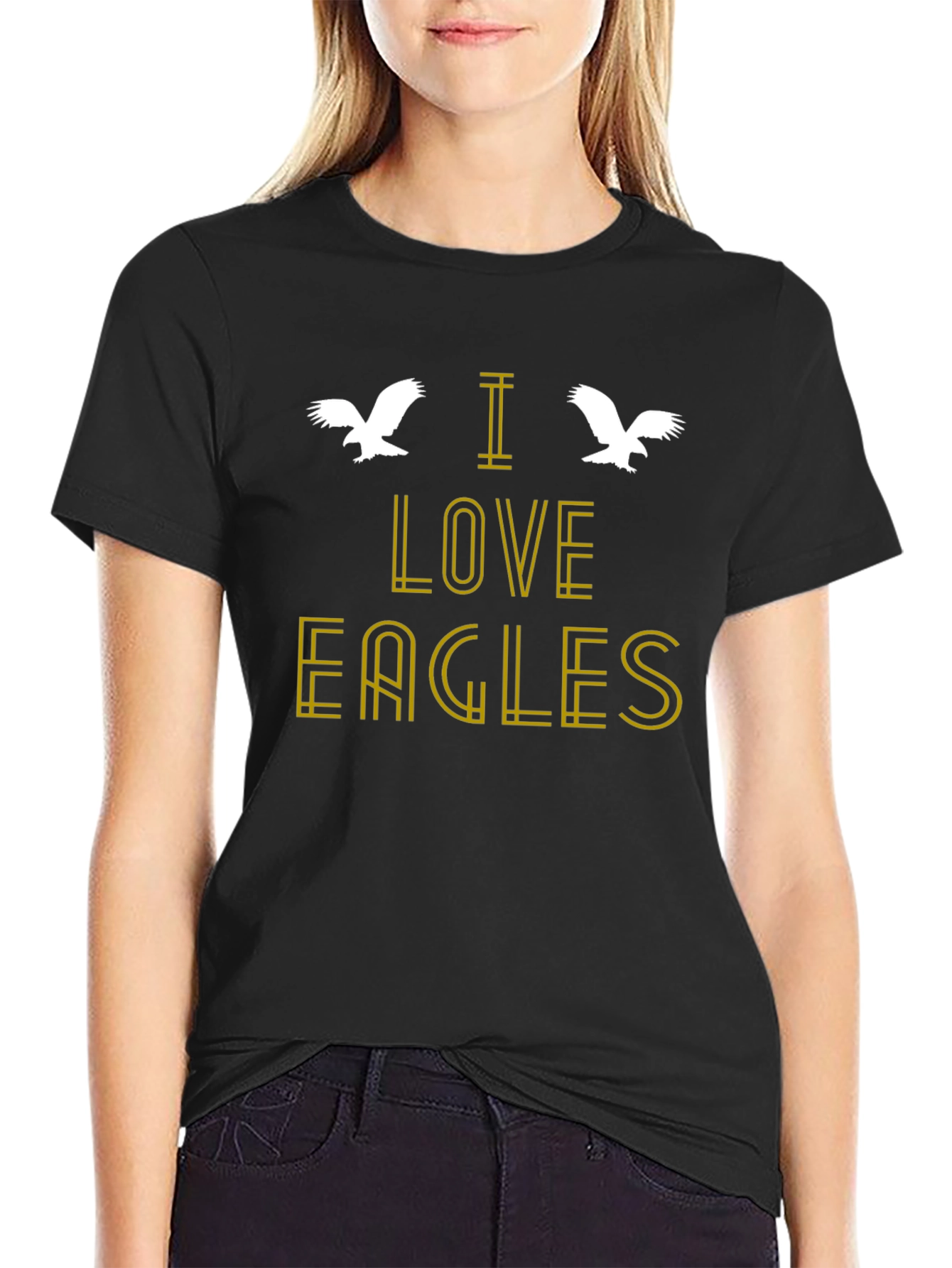 I Love Eagles Graphic T-Shirt - Black