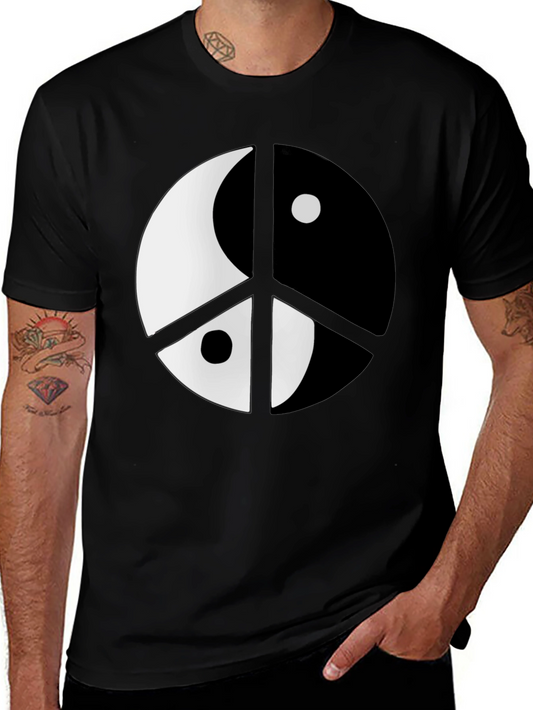 Yin Yang Peace Sign Black T-Shirt