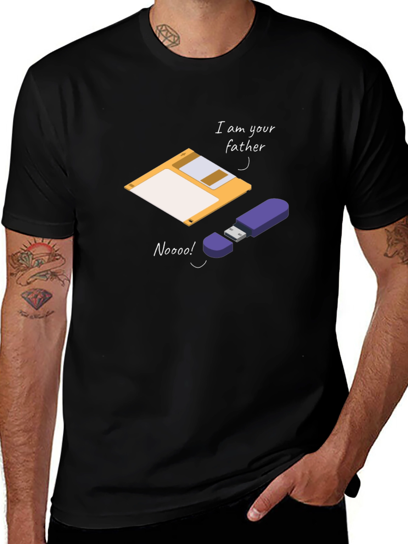 Funny Fathers Day Geek T-Shirt: Floppy Disk & USB