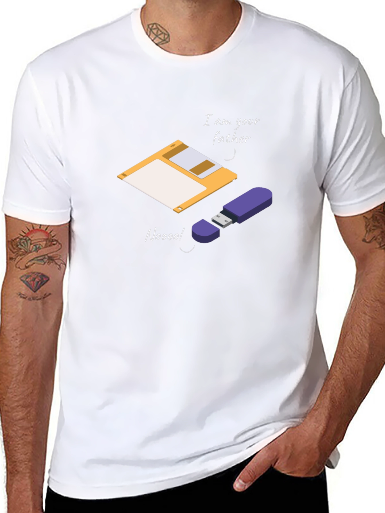 Funny Fathers Day Geek T-Shirt: Floppy Disk & USB