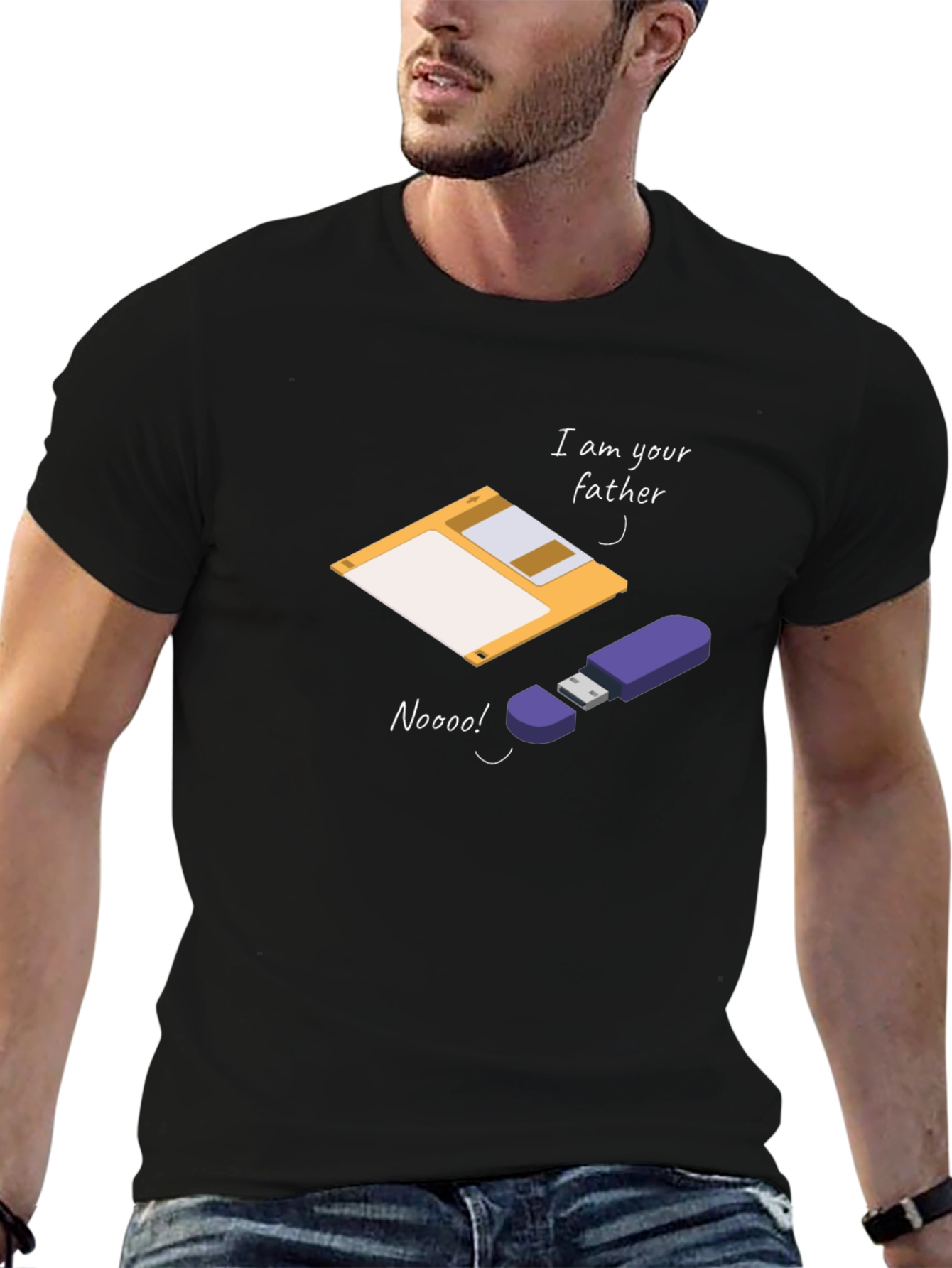 Funny Fathers Day Geek T-Shirt: Floppy Disk & USB