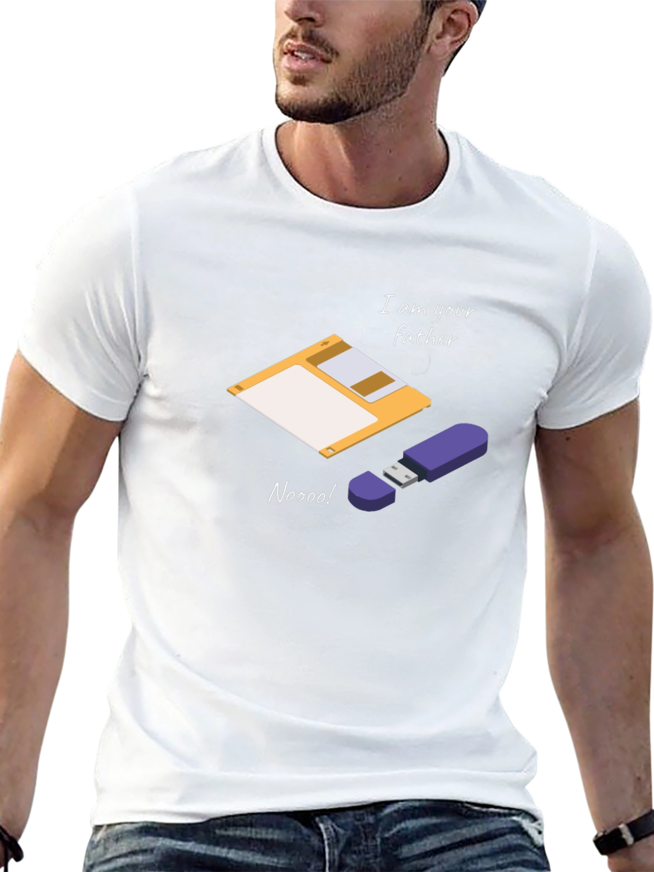 Funny Fathers Day Geek T-Shirt: Floppy Disk & USB