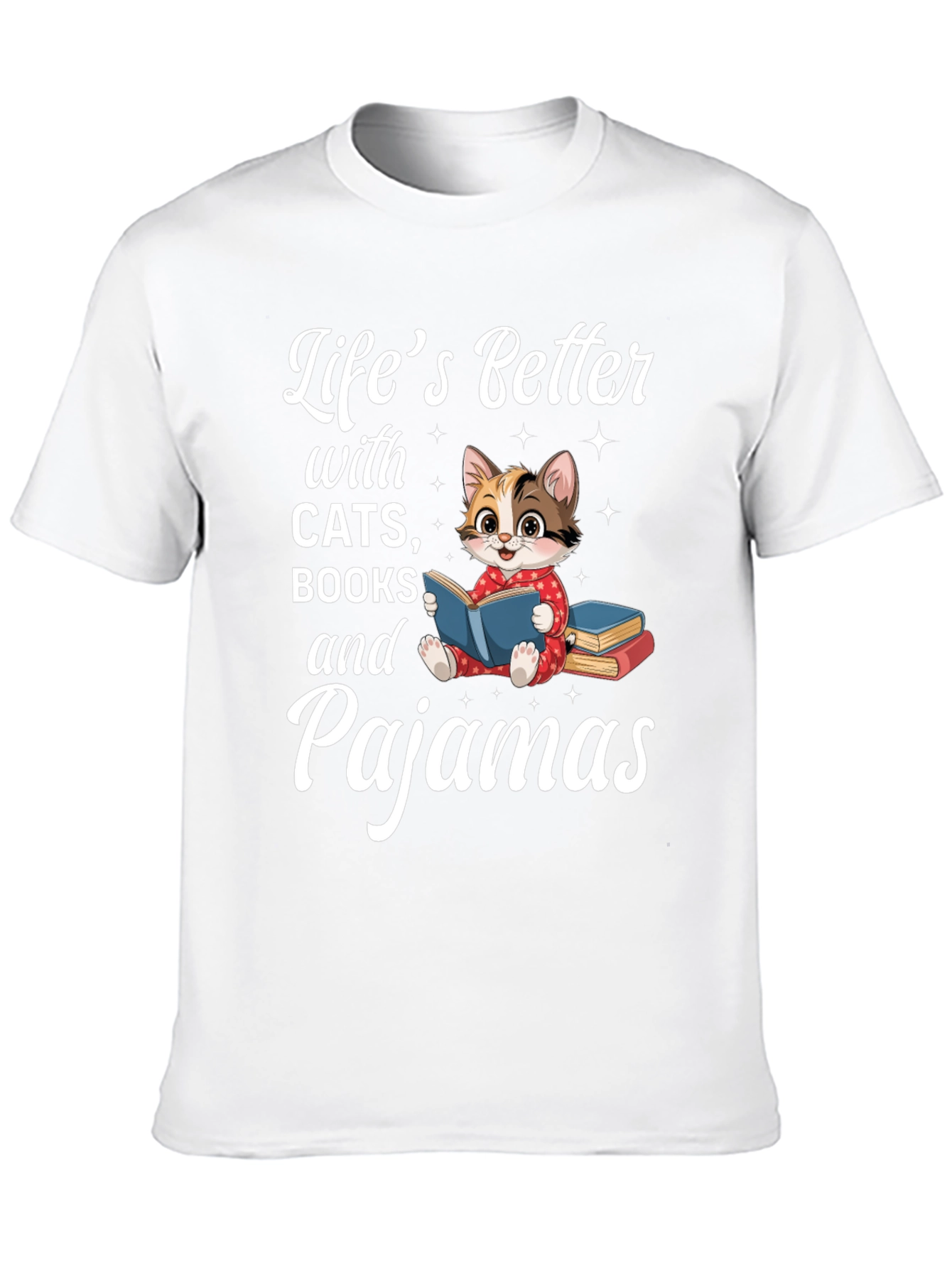 Lifes Better With Cats Books & Pajamas T-Shirt