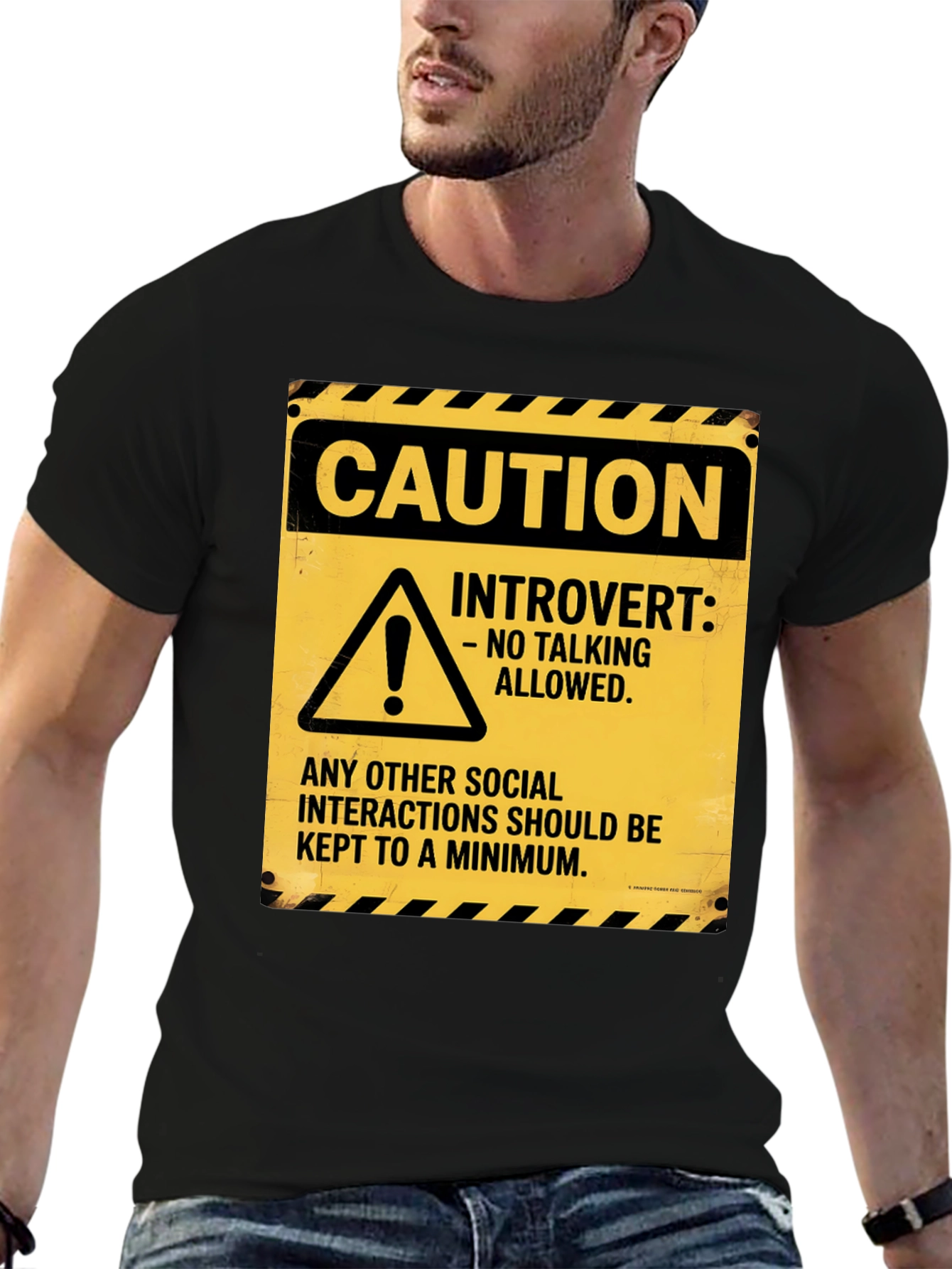 Caution Introvert Novelty Graphic Tee