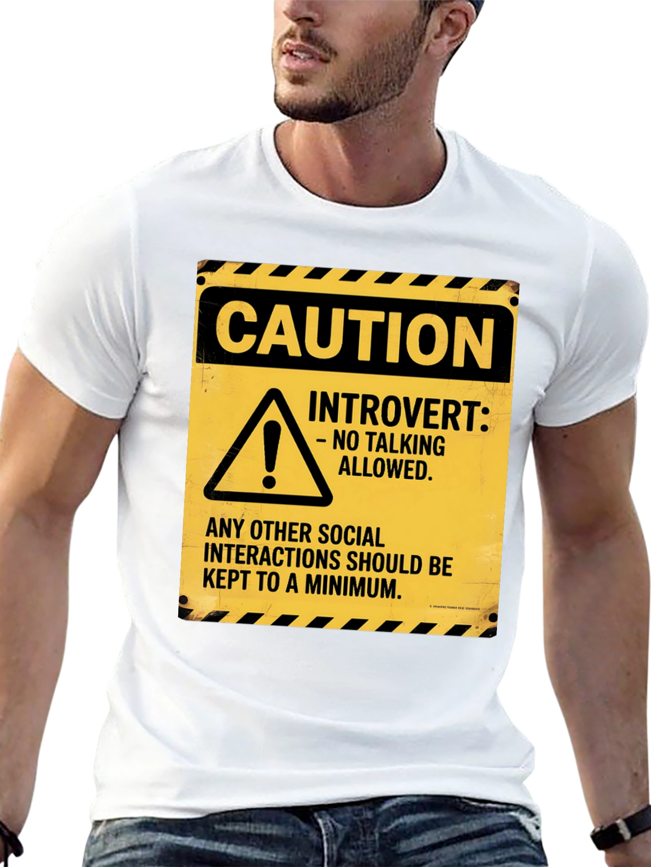 Caution Introvert Novelty Graphic Tee
