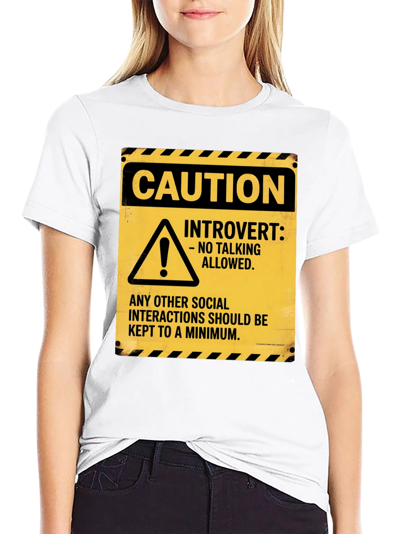 Caution Introvert Novelty Graphic Tee