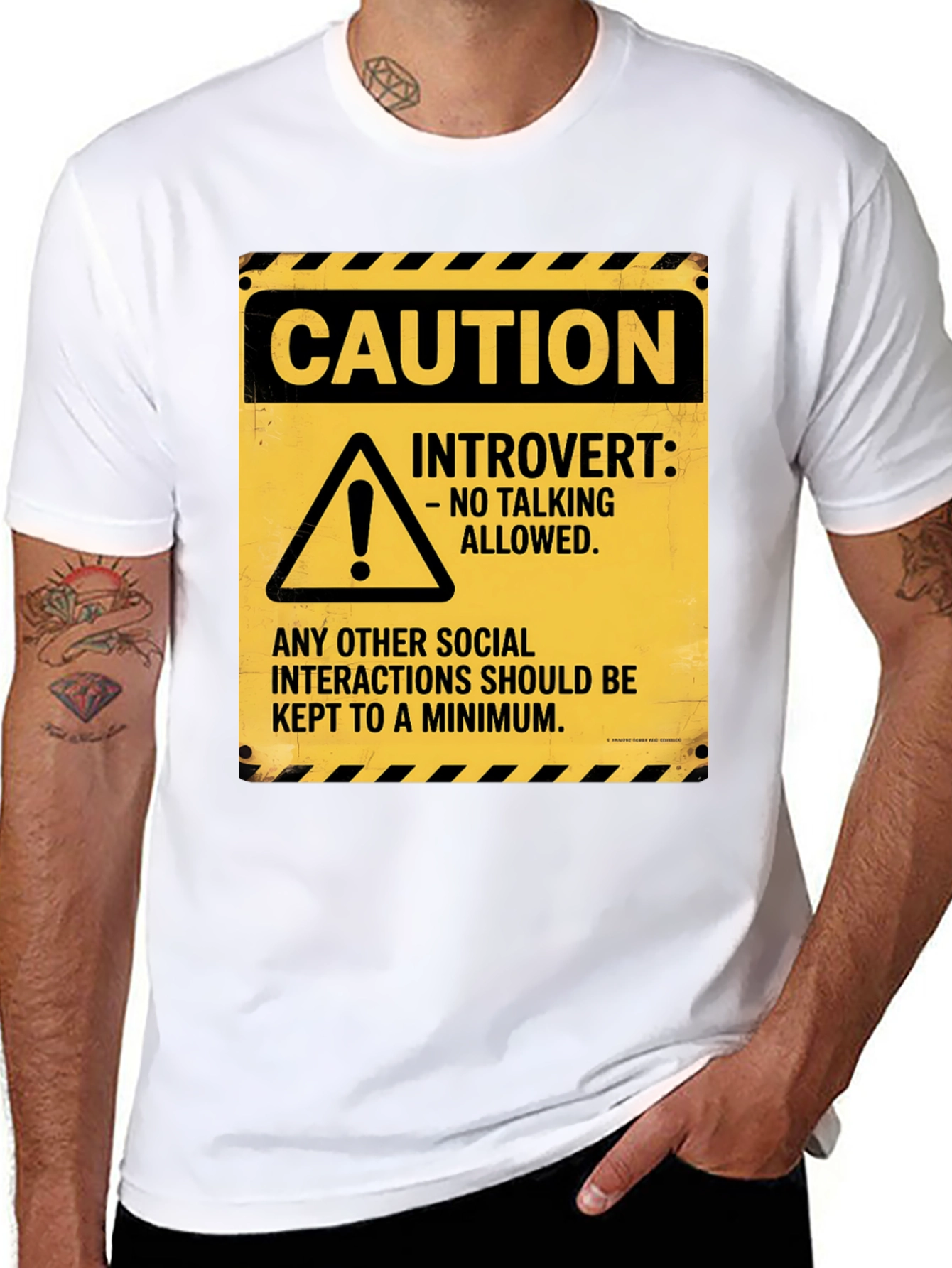 Caution Introvert Novelty Graphic Tee
