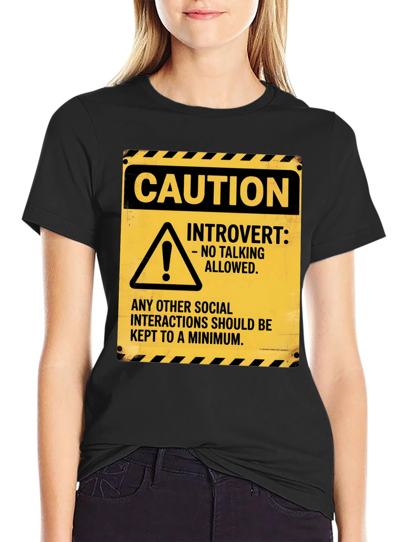 Caution Introvert Novelty Graphic Tee