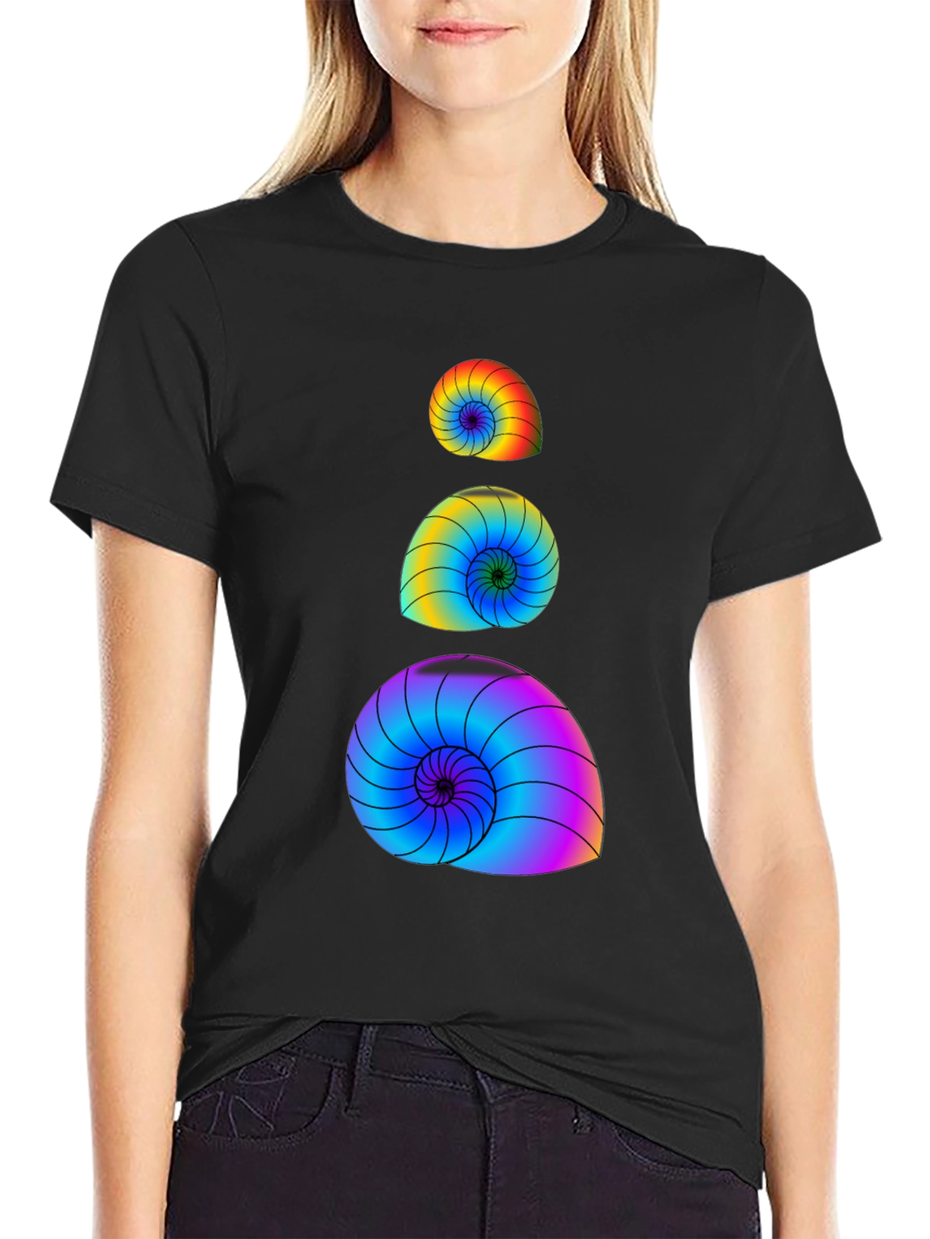 Rainbow Spiral Shell Graphic Tee