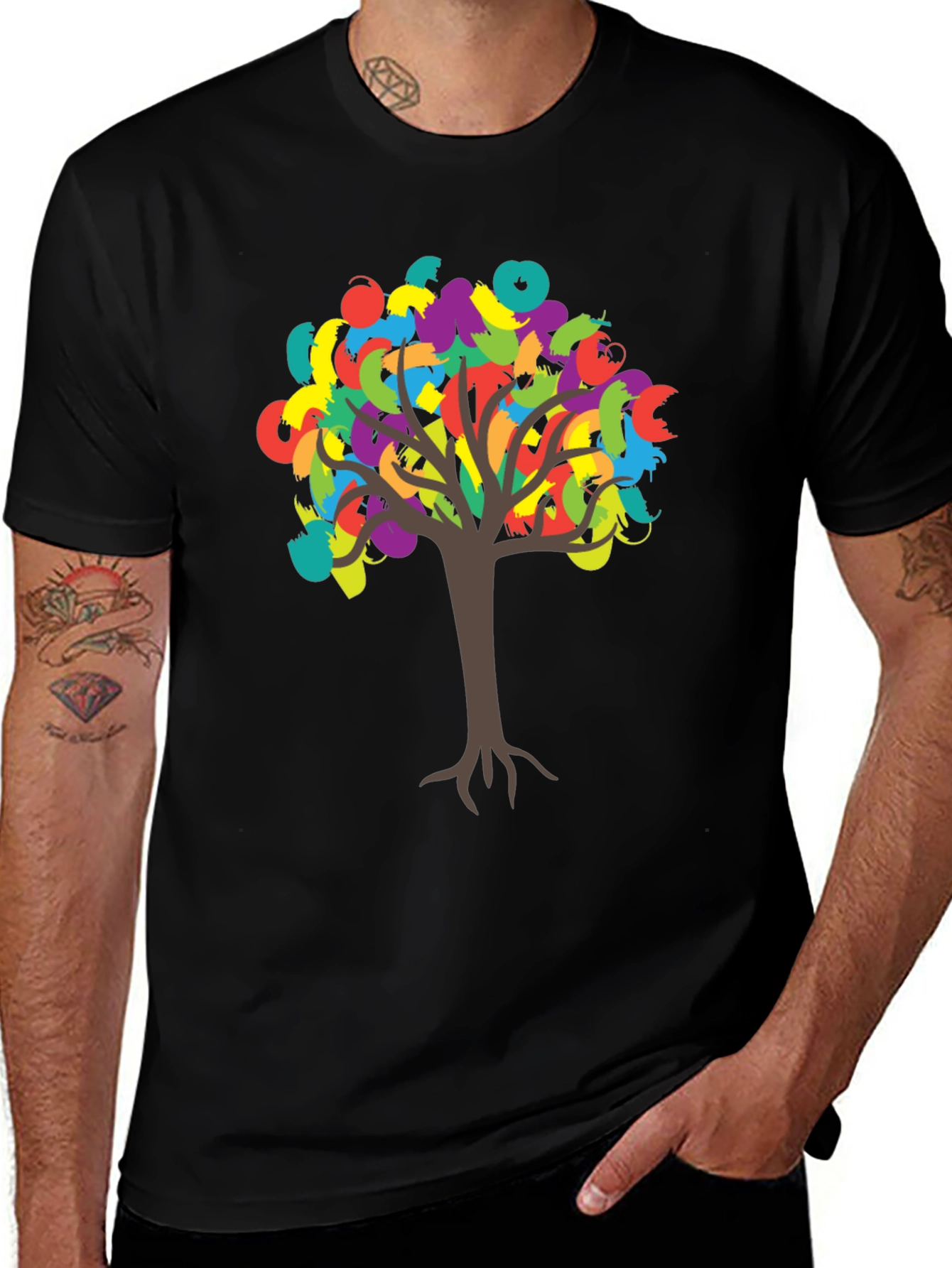Colorful Tree Graphic T-Shirt