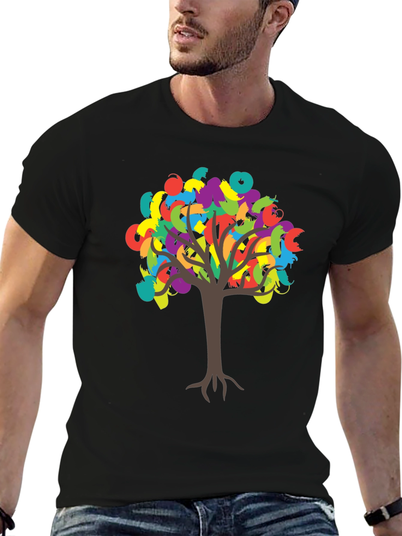 Colorful Tree Graphic T-Shirt