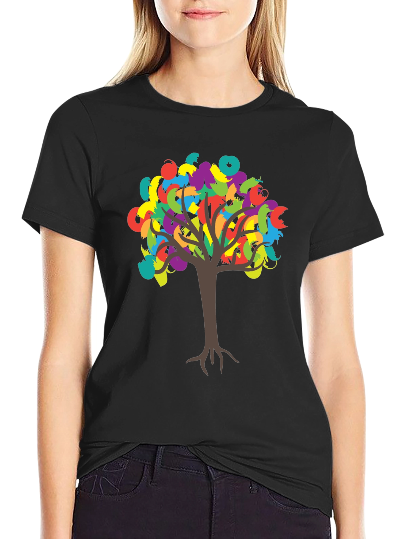 Colorful Tree Graphic T-Shirt