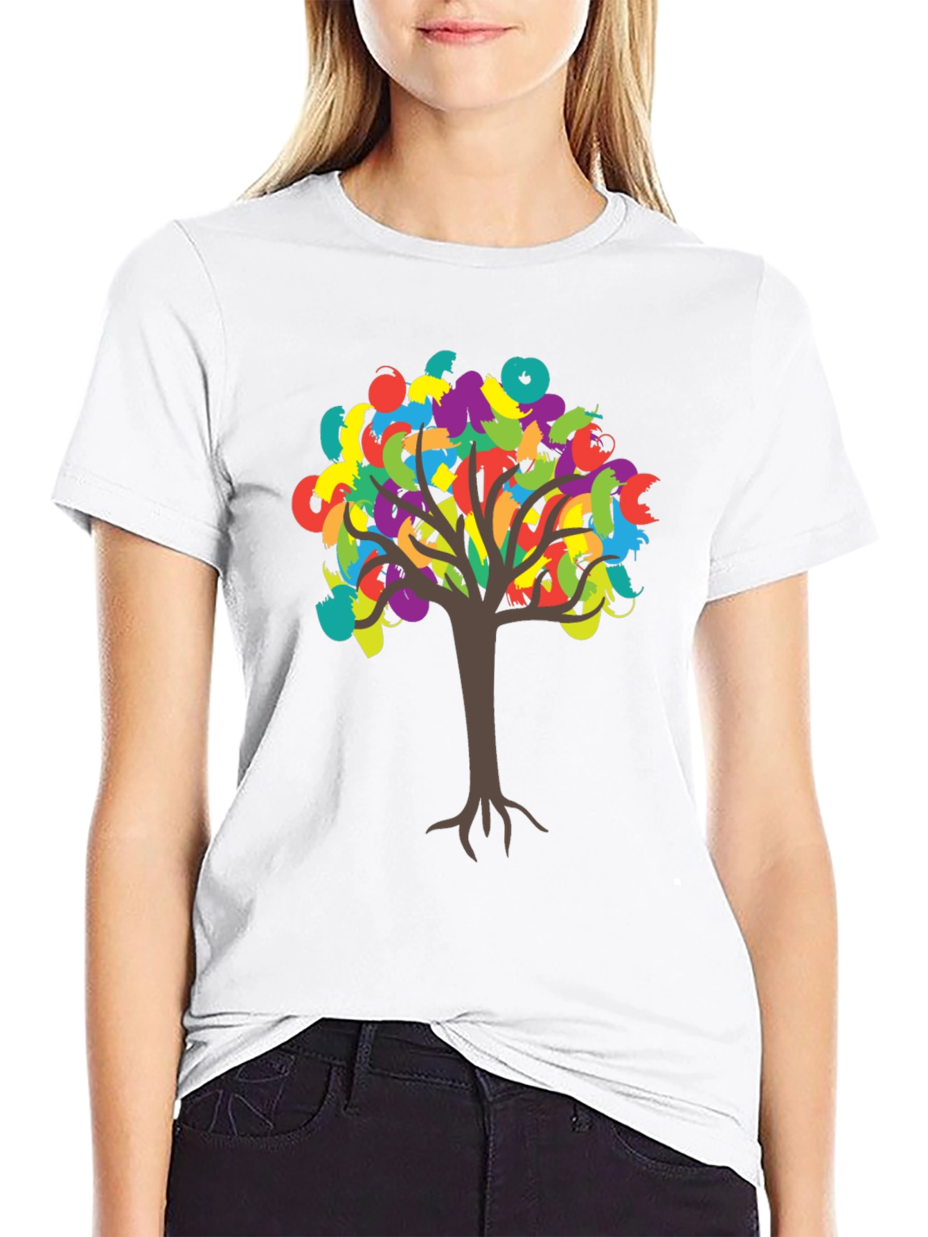 Colorful Tree Graphic T-Shirt