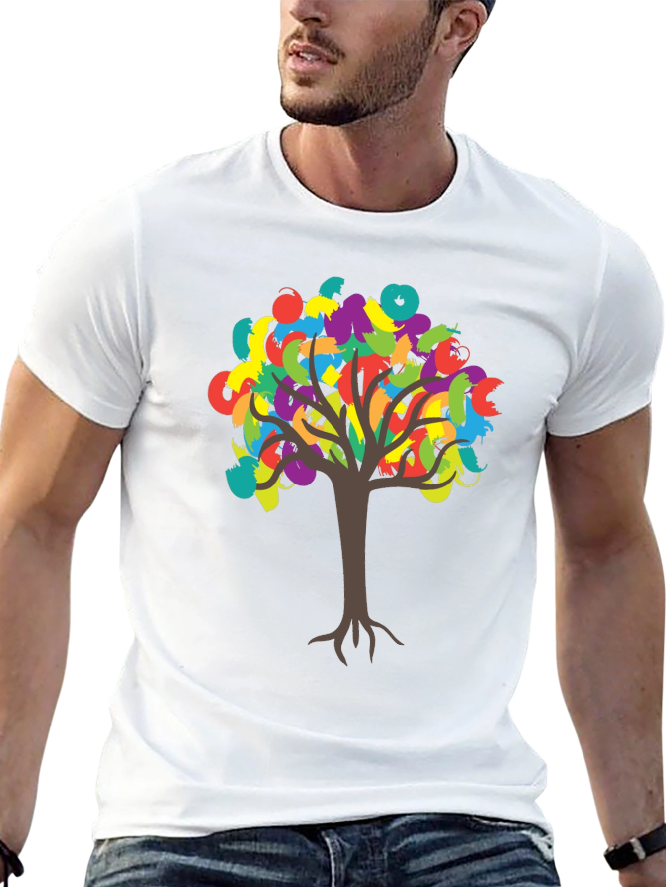 Colorful Tree Graphic T-Shirt