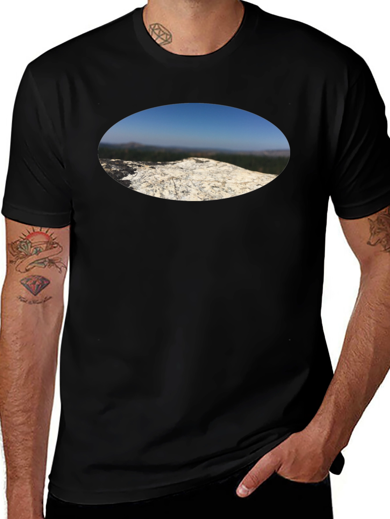 Nature View T-Shirt - Black Cotton Tee