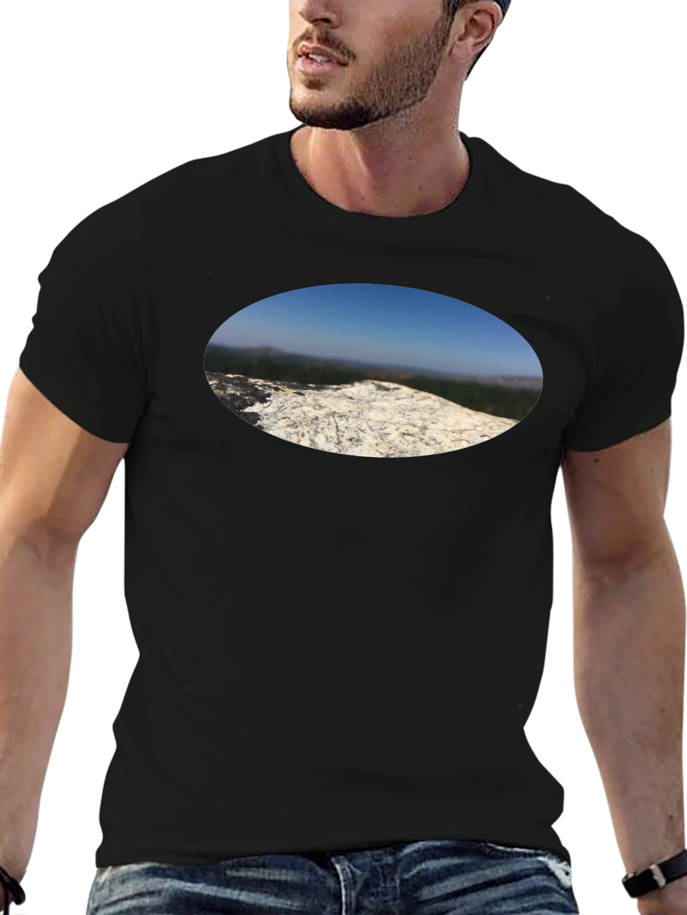 Nature View T-Shirt - Black Cotton Tee
